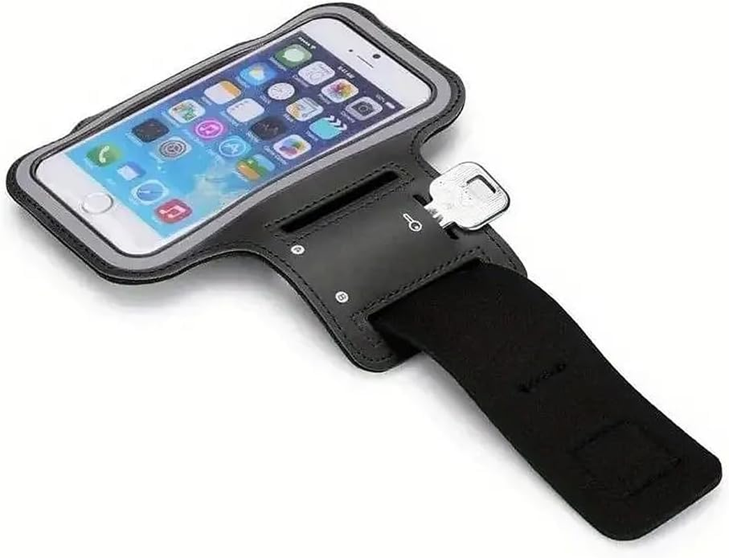 Running Armband with Earbuds Bag, Adjustable Sports Phone Holder for Iphone 17/16/15/14/13/12 Pro Max & Galaxy S24+, Sweatproof Fitness Case with Card Slot