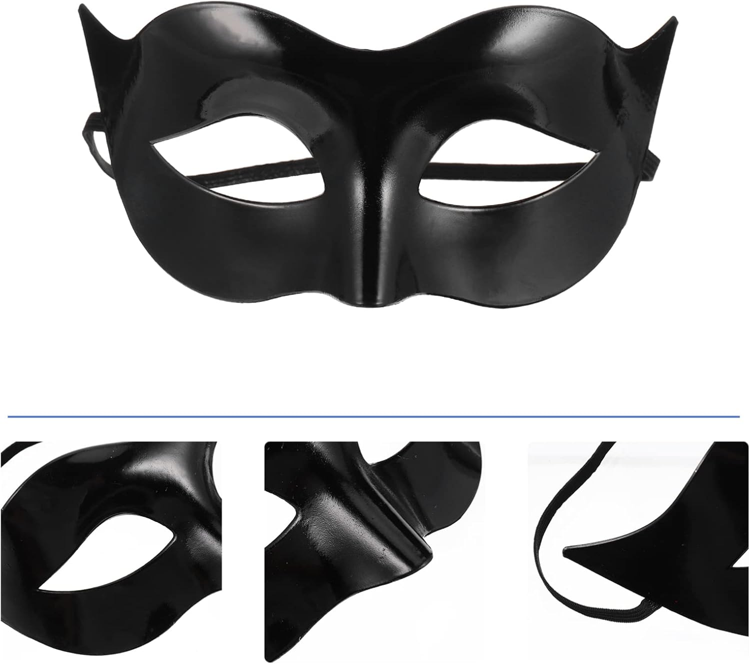Toddmomy 1Pcs Black Masquerade Masks Costume,Classic Vintage Venetian Mens Mask Black Half Face Masquerade Mask for Theme Party Halloween Party image number 6
