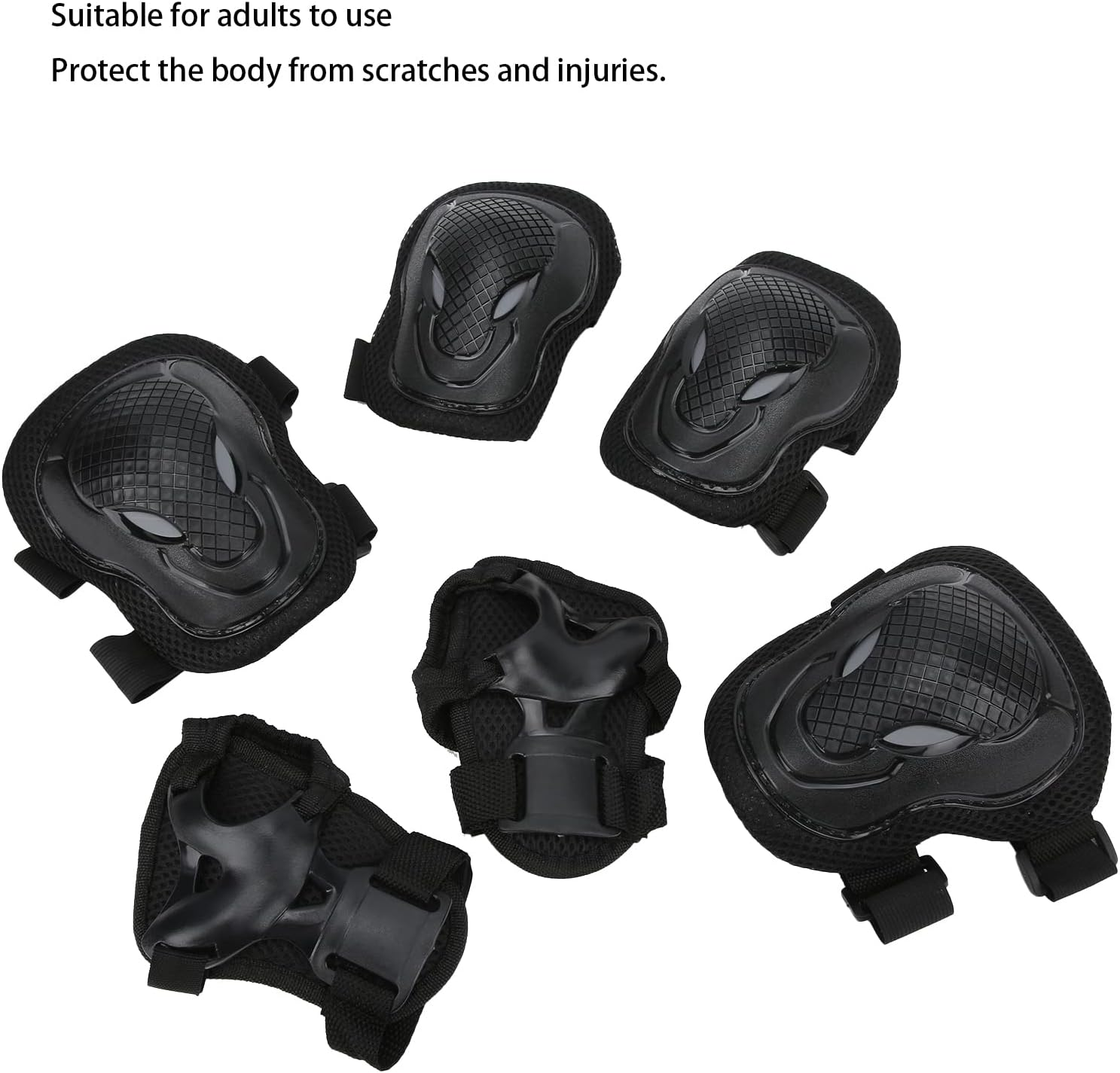 Roller Skate Protection Gear Set, Adult Knee Pads and Elbow Pads Set, Skate Wrist Guards Adult, Adjustable Comfortable Knee Elbow Pads Wrist Guards for Adult image number 6