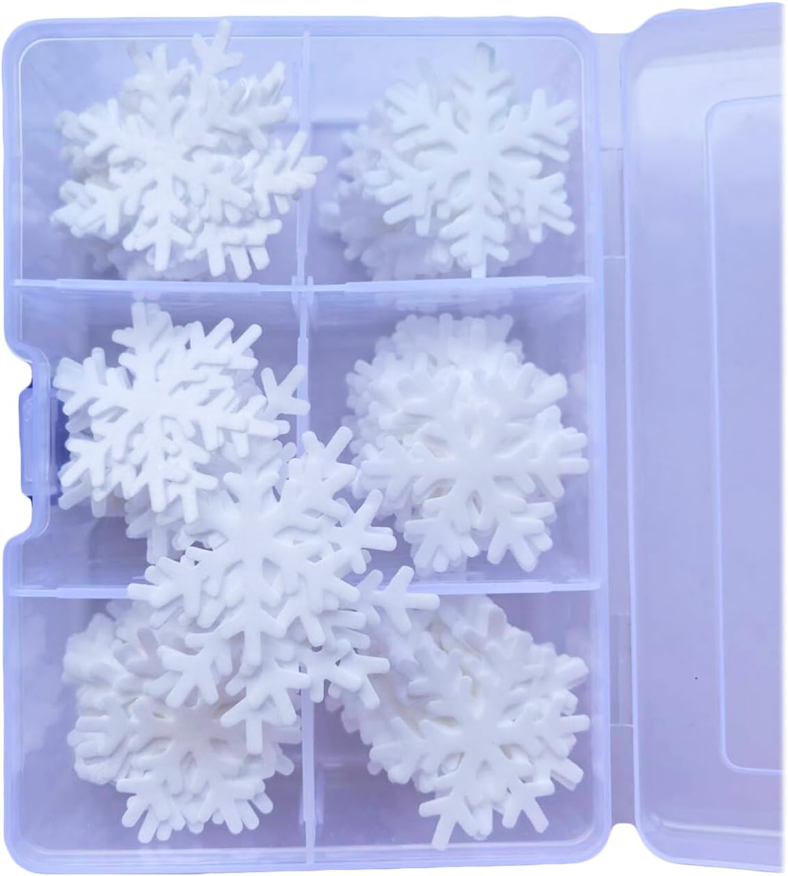 90Pcs Edible White Snowflakes Cake Toppers Christmas Winter Party Cupcake Decoration White and Blue - Blue And White image number 2