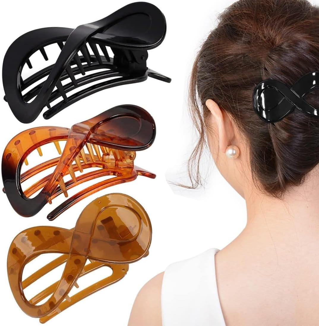 NHQZ Women'S Hair Clips, 3 Colours, Non-Slip Hair Clips, French Hair Clip, Tortoiseshell Hair Clip, Large, Elegant Hair Accessories, Girls for Everyday, Sports, Driving image number 4