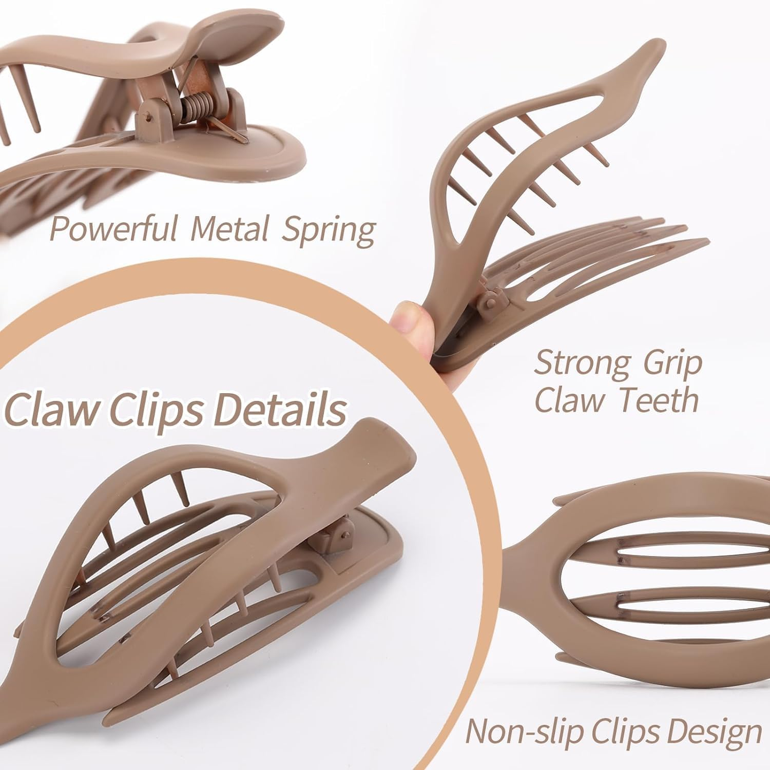 French Concord Curved Hair Clips - 6Pcs Claw Clips, Flat Hair Clips, Alligator Hair Clip for Women image number 1