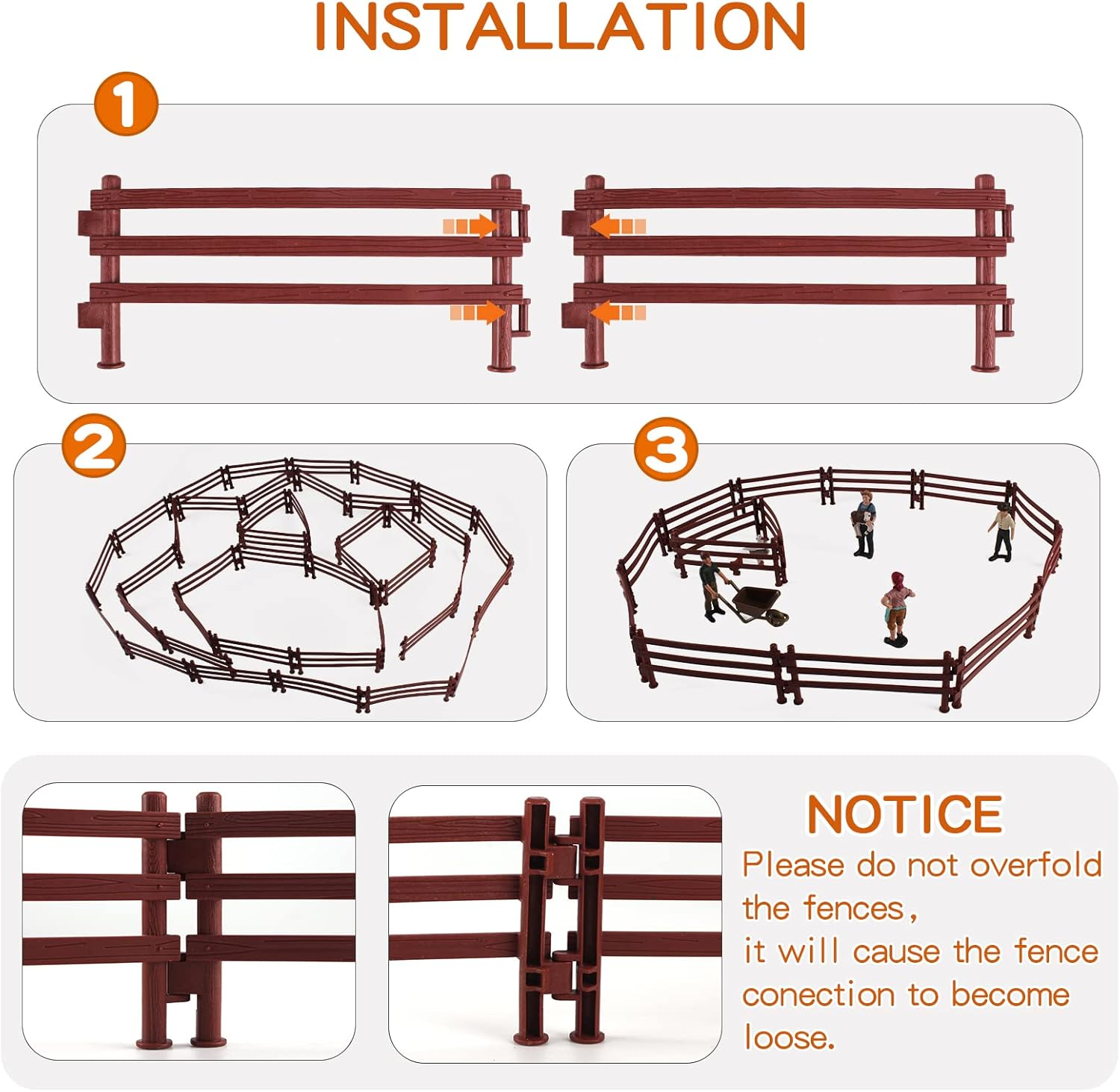 40PCS Corral Fence Toy Accessories Panel Set Farm Corral Fence with Gate Horse Paddock Barn Farm Animals for Toddlers Kids Preschool Educational Gift Sets image number 6