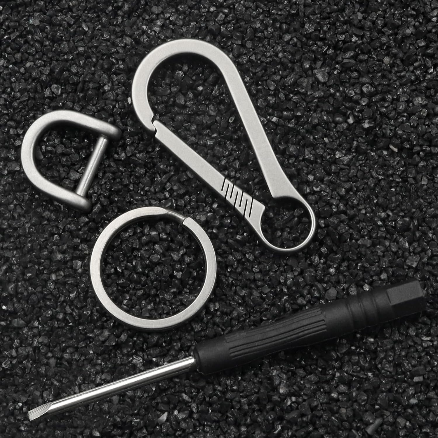 Titanium Carabiner Keychain Clip, Minimalist Keychain Key Clip EDC Quick Release Hooks image number 6