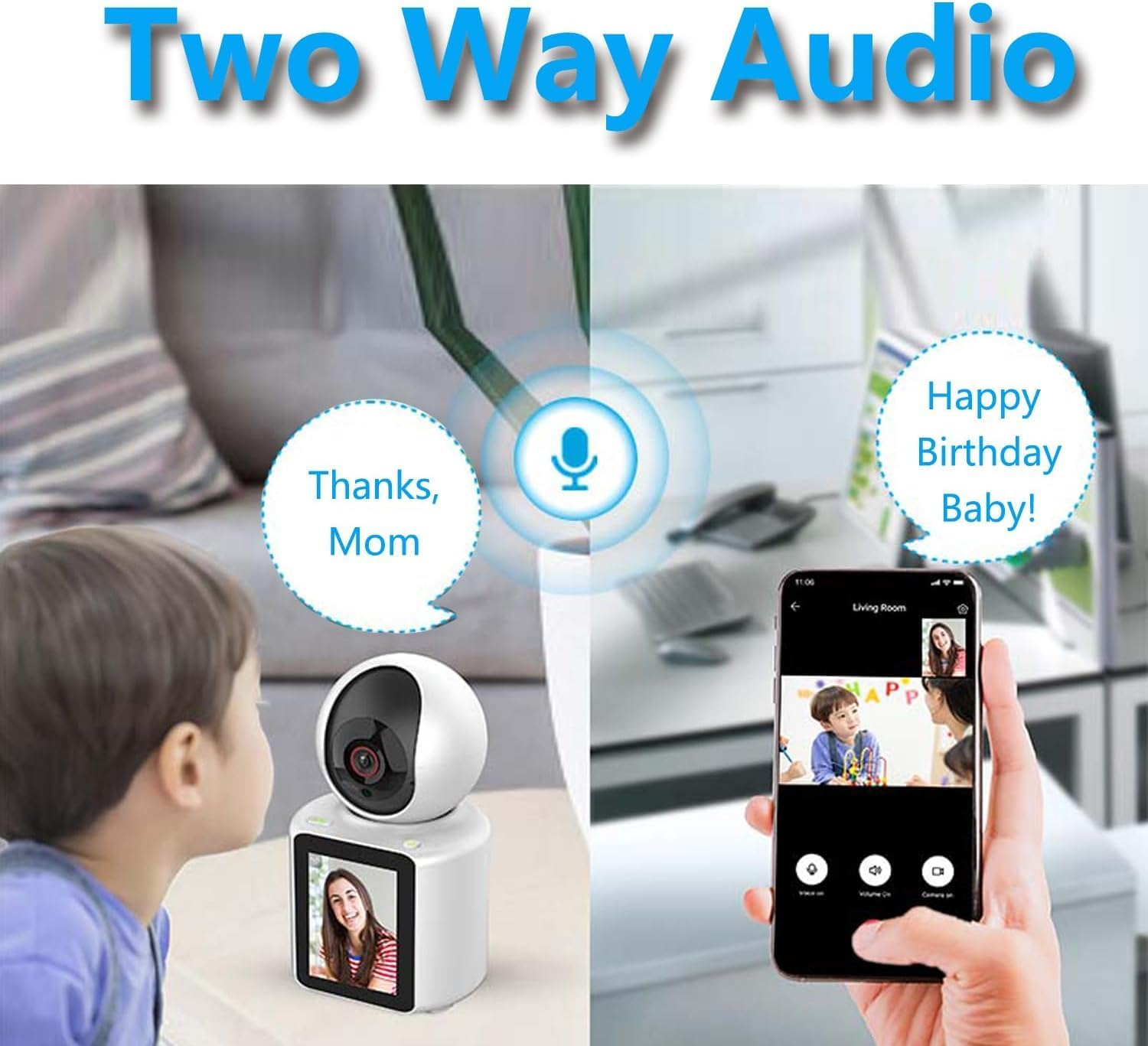 Two-Way Video Camera with 2.8 Inch 1080P Screen,Video Calling Camera Indoor Home Security Camera with Night Vision,Motion Detection for Baby/Dog/Nanny/Pet Camera image number 3