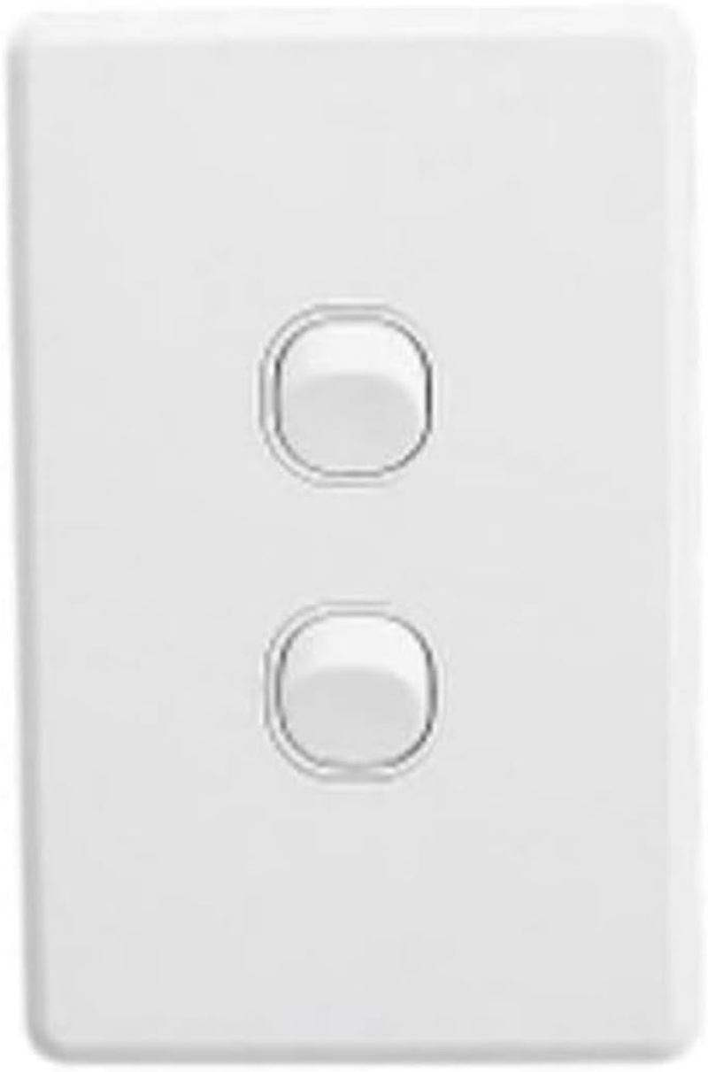 Clipsal C2000 Series 250VAC 10A 2 Gang Standard Vertical Flush Classic Switch, White Electric