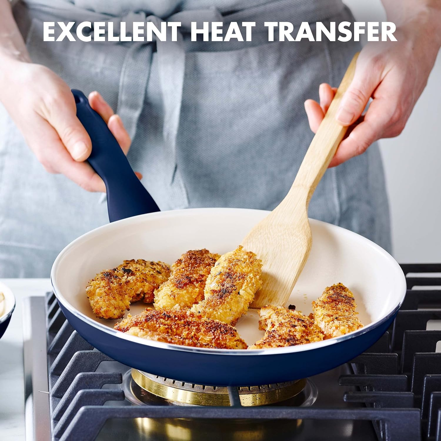 Greenpan Rio Hard Anodized Healthy Ceramic Nonstick, 7" 9.5" and 11" 3 Piece Frying Pan Skillet Set, Soft Grip Handle, Pfas-Free, Dishwasher Safe, Oven Safe, Oxford Blue