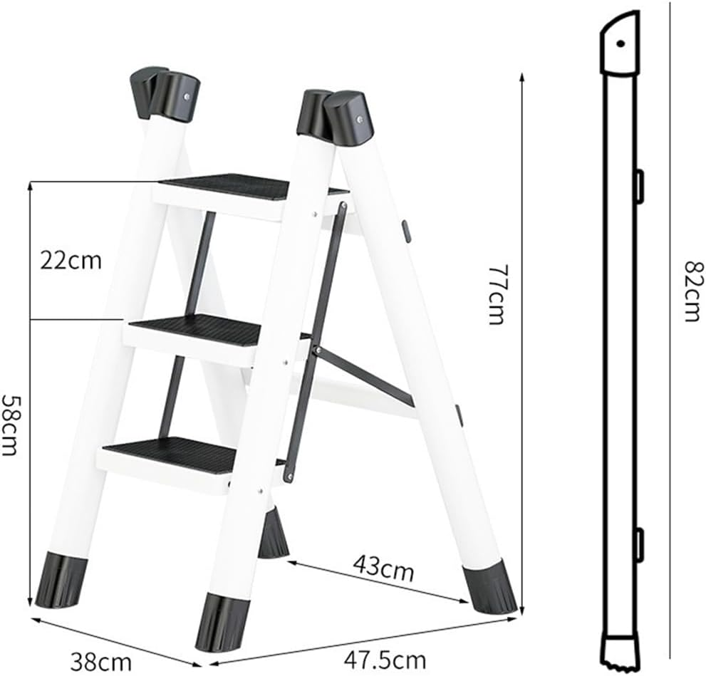 HPAMR 3 Step Folding Ladder, Foldable Step Stools, Compact and Lightweight Folding Step Ladder, Non-Slip Steps for Home, Office, Kitchen, and Garage, Easy to Store and Carry image number 3