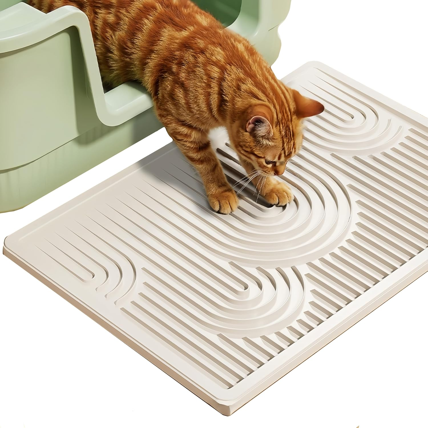 Cat Litter Mat &ndash; 16" X 11" &ndash; Non-Slip, Waterproof, Traps Litter from Paws & Box &ndash; Easy to Clean Mat &ndash; Ideal for Large Cats & Multi-Litter Box image number 4