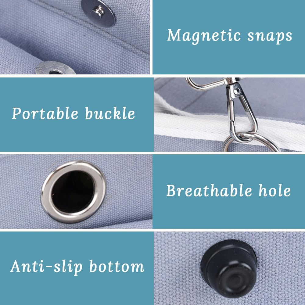 Foldable Pet Cage, Portable Hand-Held Pet Carrier, Soft-Sided Travel Bag with Pocket, Foldable Large Capacity with Shoulder Straps for Travel, Outdoor Camping, Home (Gray)