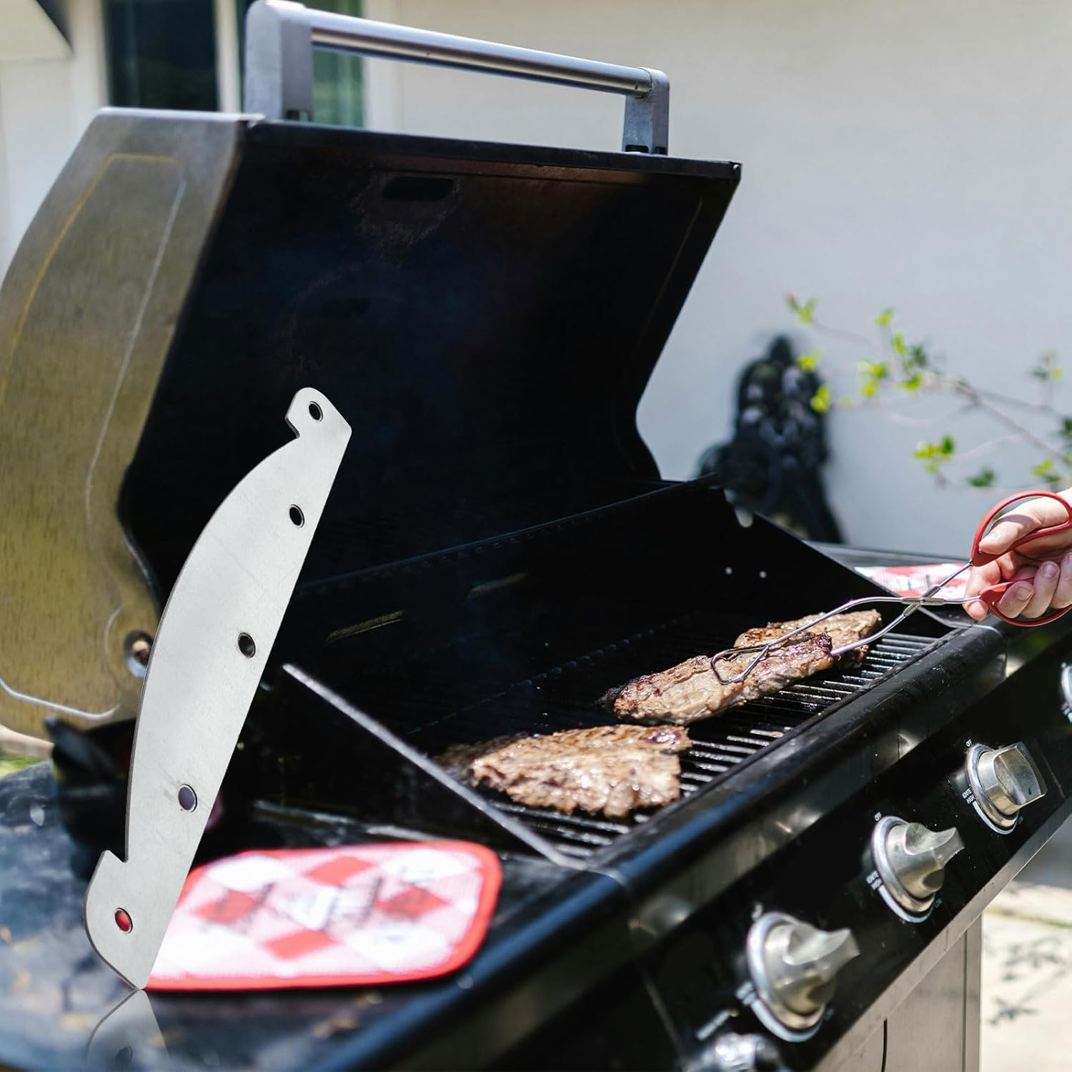 NQEUEPN Pit Boss Heat Deflector Pit Boss Heavy Duty Steel Heat Deflector Modification Heat Diffuser Magnetic Plates Thermal Air Gap Temperature Detection image number 2