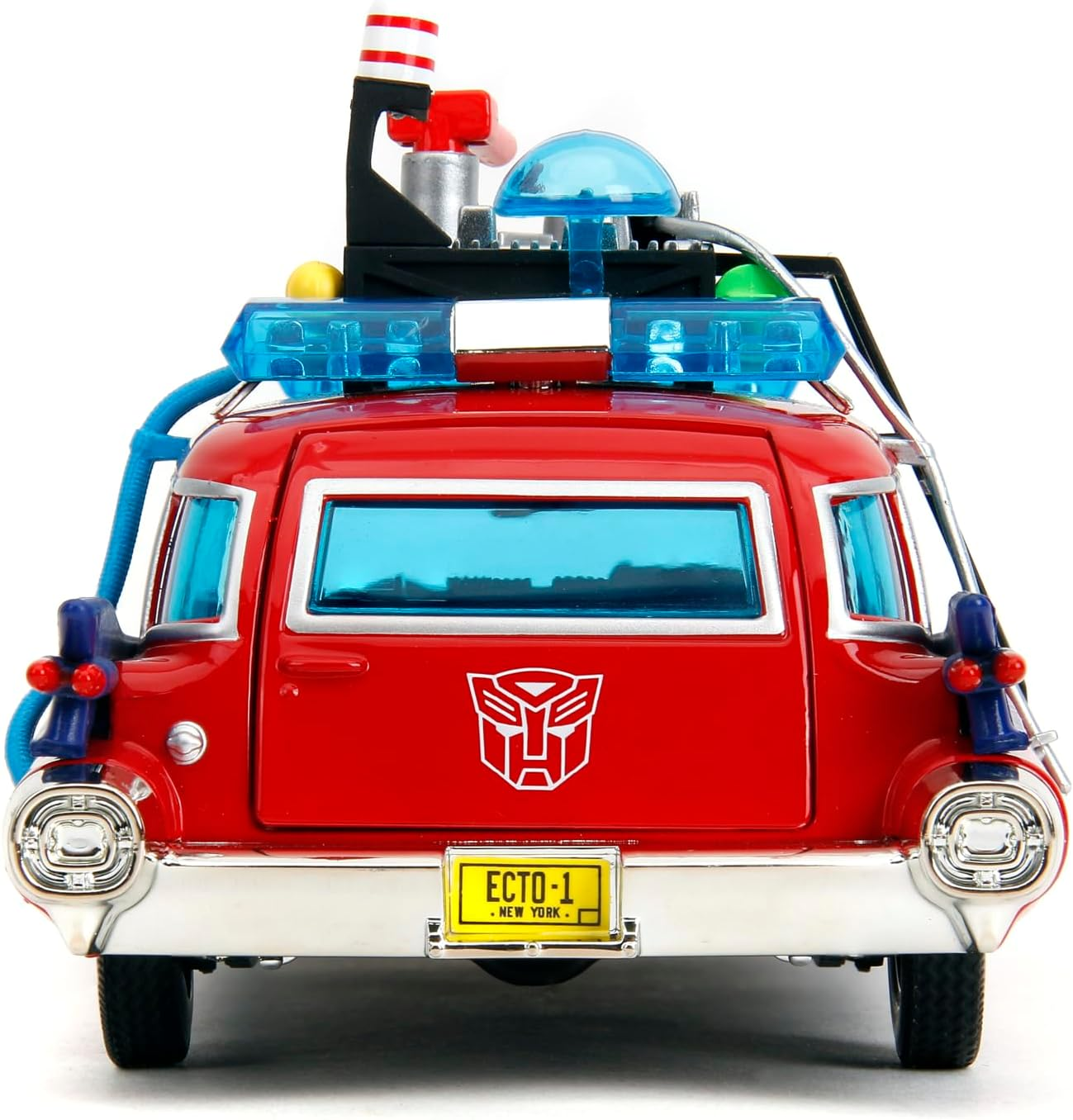 Jada Toys 1:24 Scale Hollywood Rides Ghostbusters ECTO-1 + Optimus Prime Mash-Up Diecast Vehicle image number 2