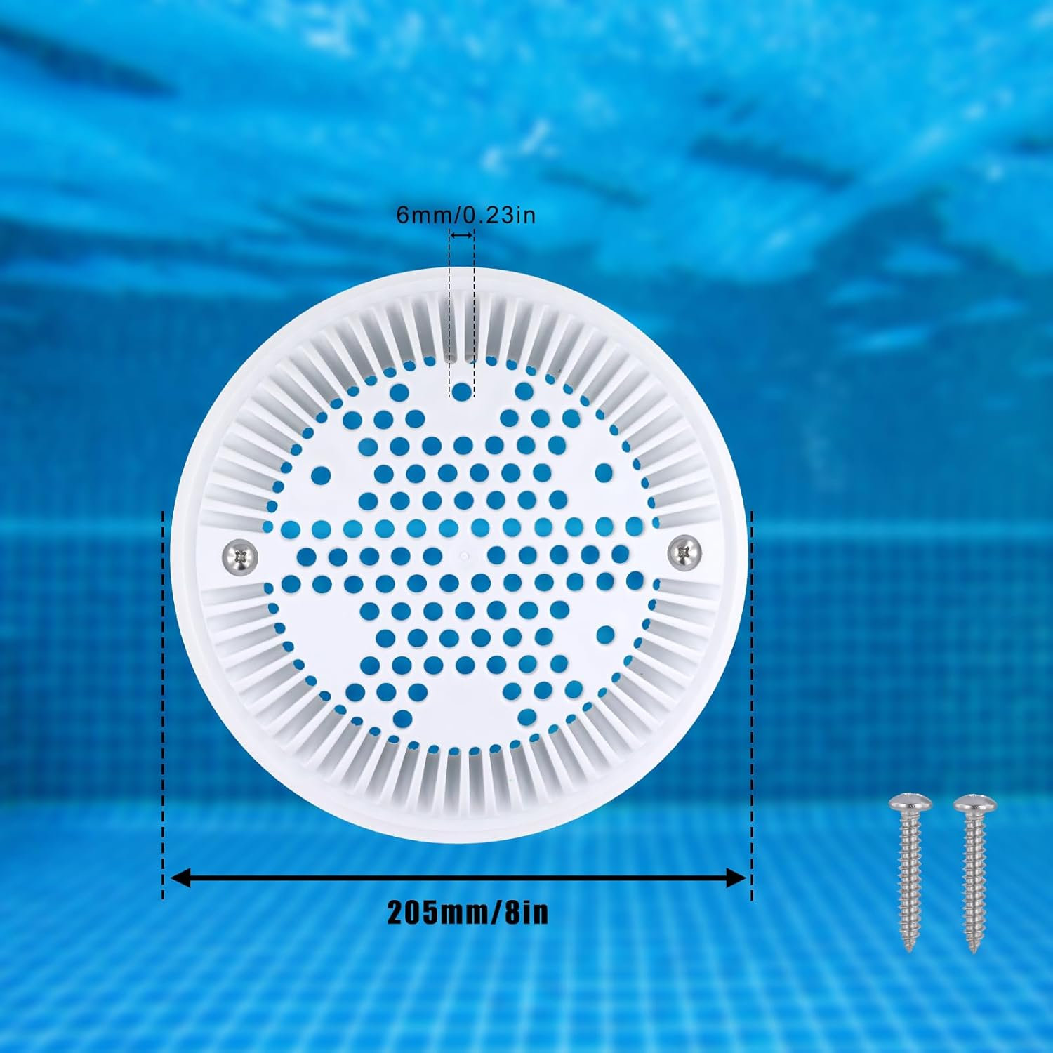 8In Swimming Pool Drain Cover, White Main Drain Cover Vortex-Resistant Drain Cover round Pool Overflow Drain Cover Floor Drain Cover Pool Drain Outlet for Inground Pools Replacement image number 5