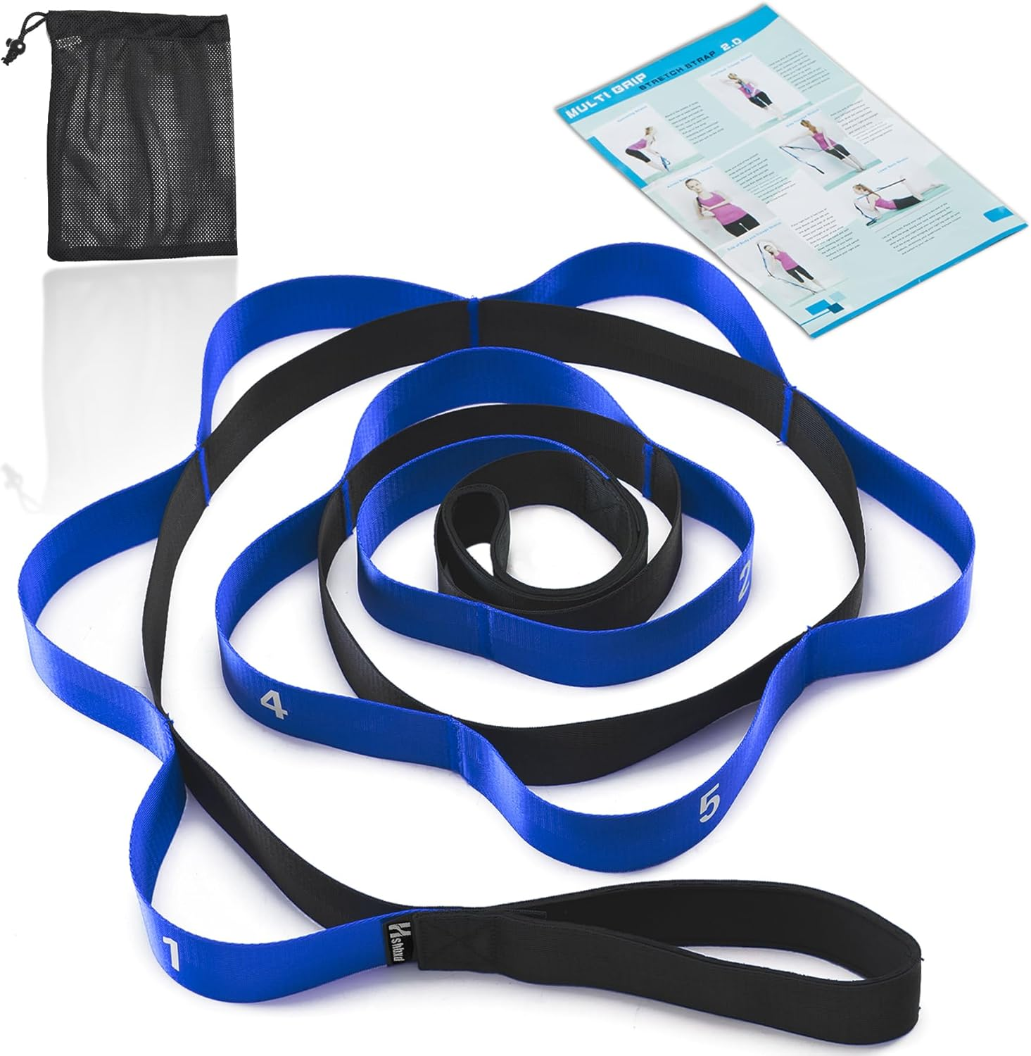 Stretching Strap with Loops, Leg Stretch Bands for Exercise, Yoga Strap for Physical Therapy, Fascia Stretcher Belt