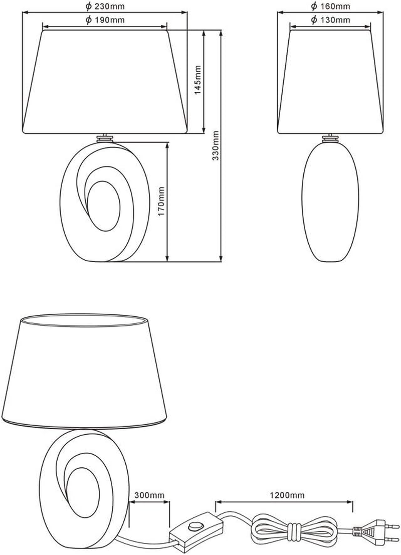 Reality Leuchten Taba R50511079 Ceramic Table Lamp with Black/Gold Fabric Shade Height 33 Cm image number 6