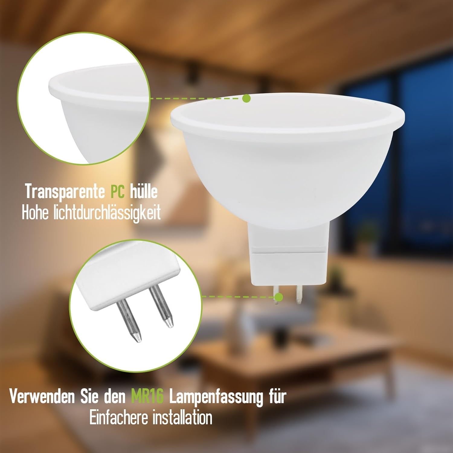 GU5.3 MR16 LED Bulbs 5 W, Replace 60 W Halogen Bulbs, Cool White 65000 K, 350 LM, 12 V AC/DC, Not Dimmable, Beam Angle 100 Degree Spot Flicker-Free Spotlight Bulbs, Pack of 10