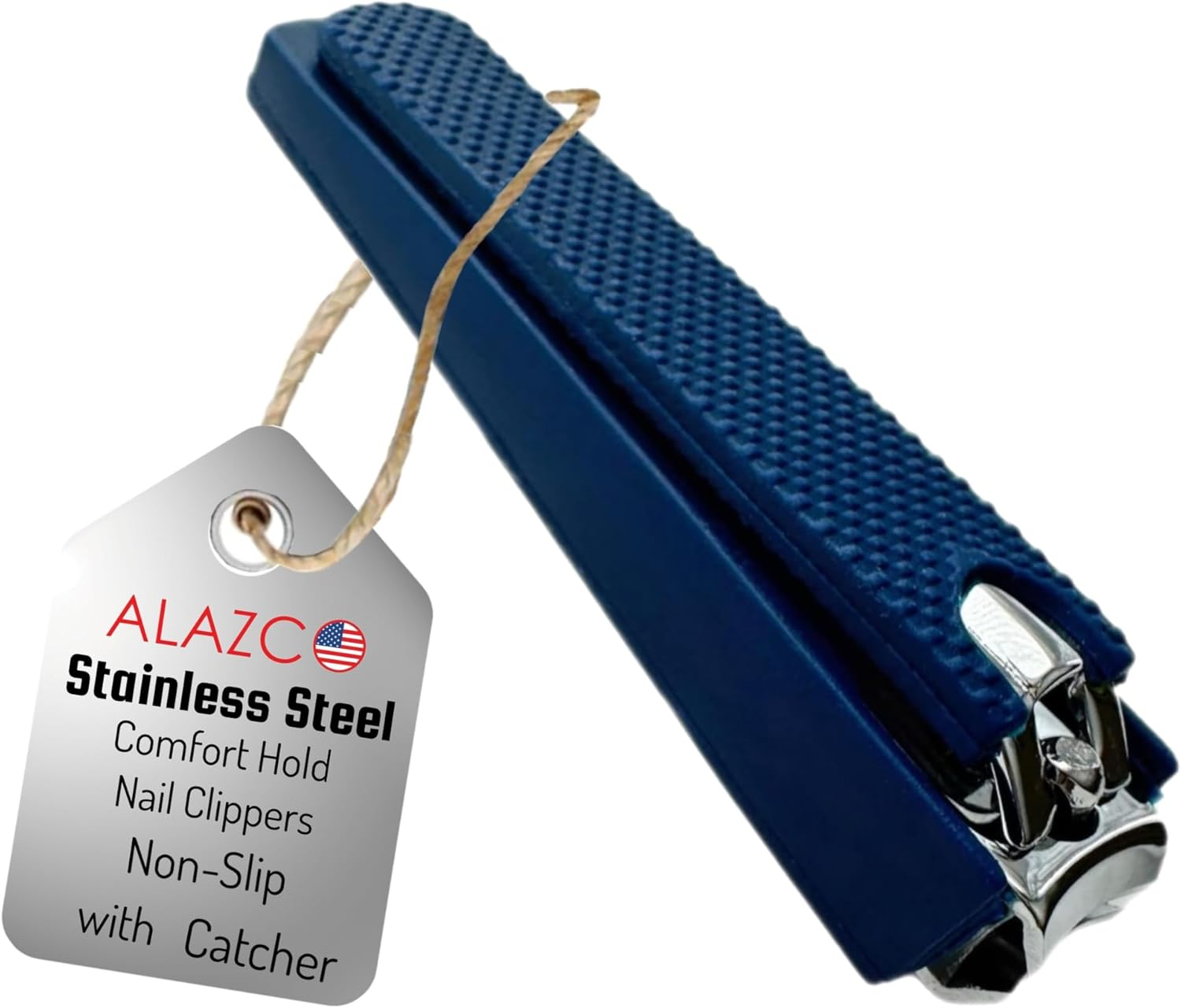 1 Comfort Hold Navy Large Nail Clippers Non-Slip Sure Grip Clipping Removable Catcher Toenails Fingernails Cutter Ultra Sharp Trimmer Stainless Steel Men Women Arthritis Unsteady Hands