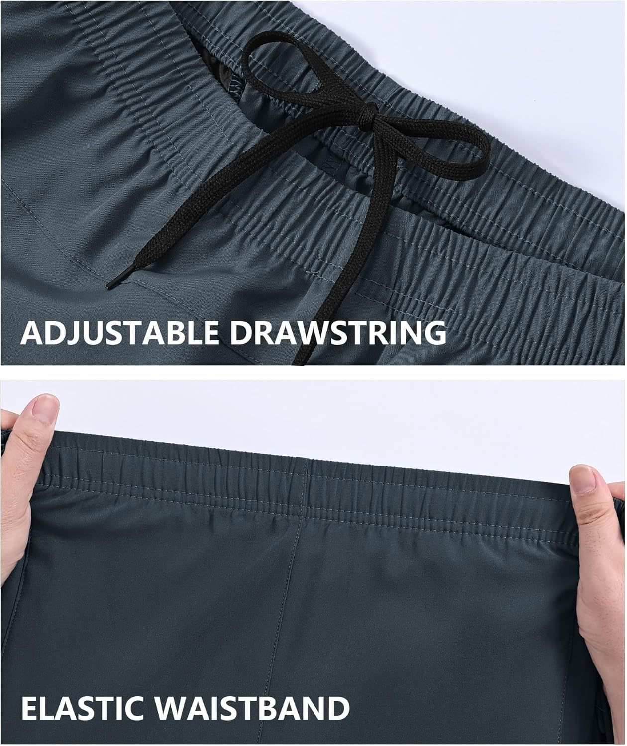 RBYEKP 2 Pack Men'S Sport Shorts Pack Zip Pockets Gym Training Jogging Shorts for Men Athletic Lightweight Elastic Waist image number 2