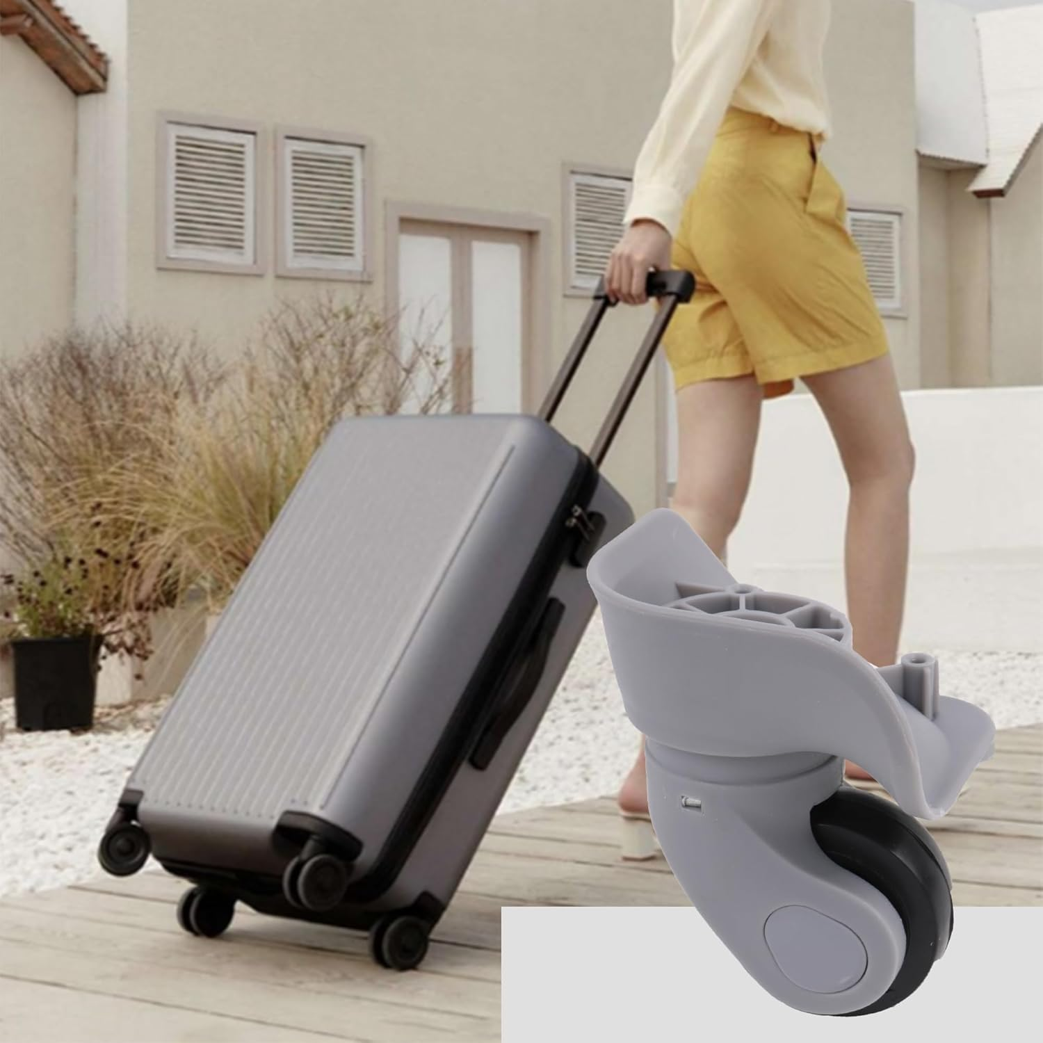 BQLZR Suitcase Luggage Replacement Swivel Caster Wheel Grey 3.62 Inch W041-S Right Kit image number 1