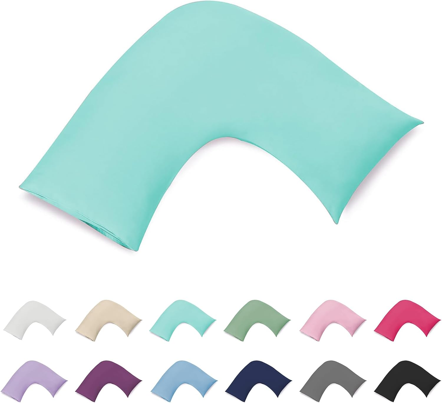 100% Cotton 300TC V Shape/U Shape/Boomerang/Tri Pillowcase/Maternity Support - Percale Cotton Envelope Style Machine Washable (Purple)