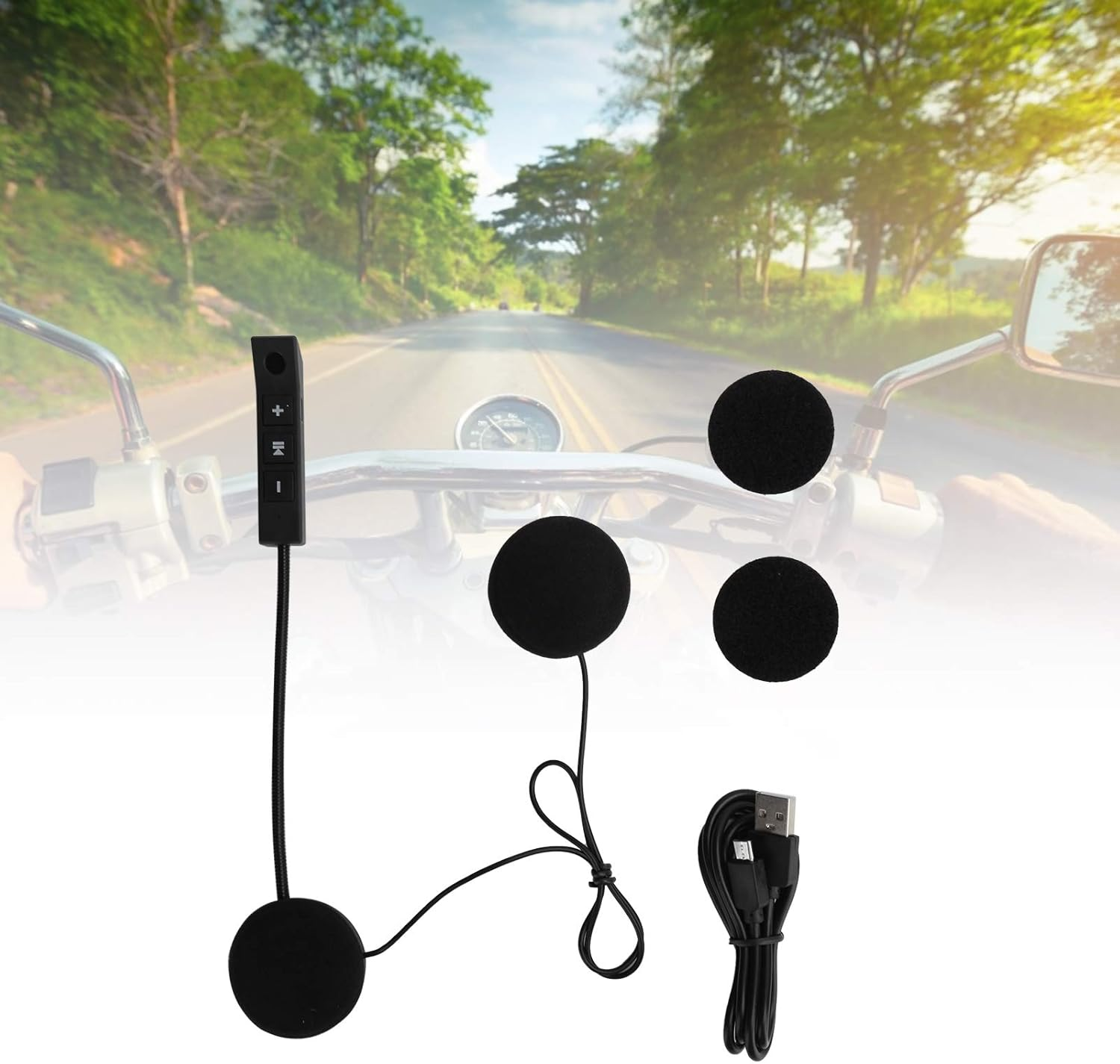 Bluetooth Motorcycle Helmet Wireless Earphones Mic Stereo Headset Noise Reduction for Riding Hands Black image number 3