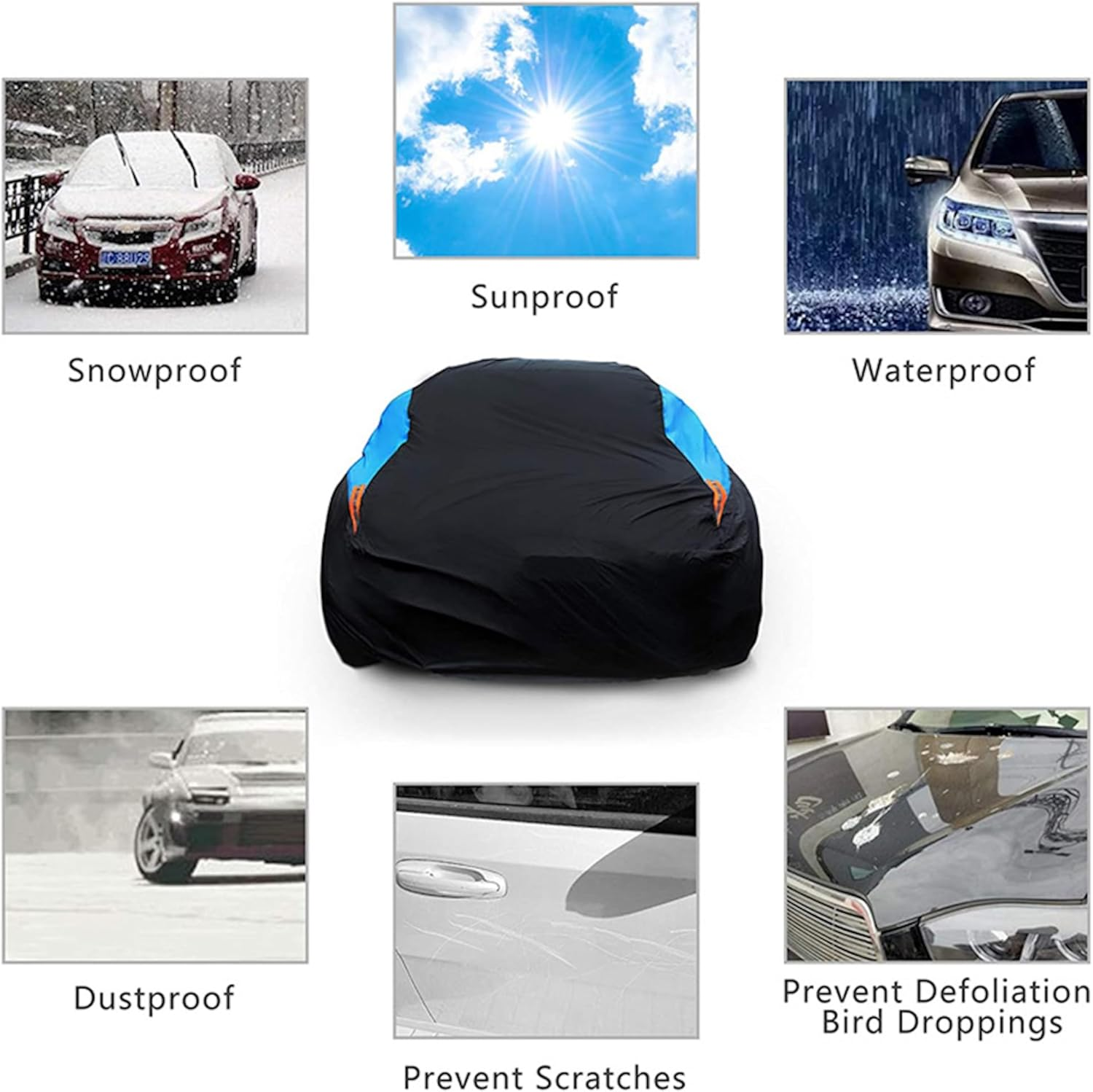 SUV Cover Polyester Car Cover Waterproof All Weather for Automobiles, UV Protection Rainproof Windproof Outdoor Indoor Full Car Cover Universal Fit for SUV (Size XL: 5.1M X 2M X 1.8M) image number 2
