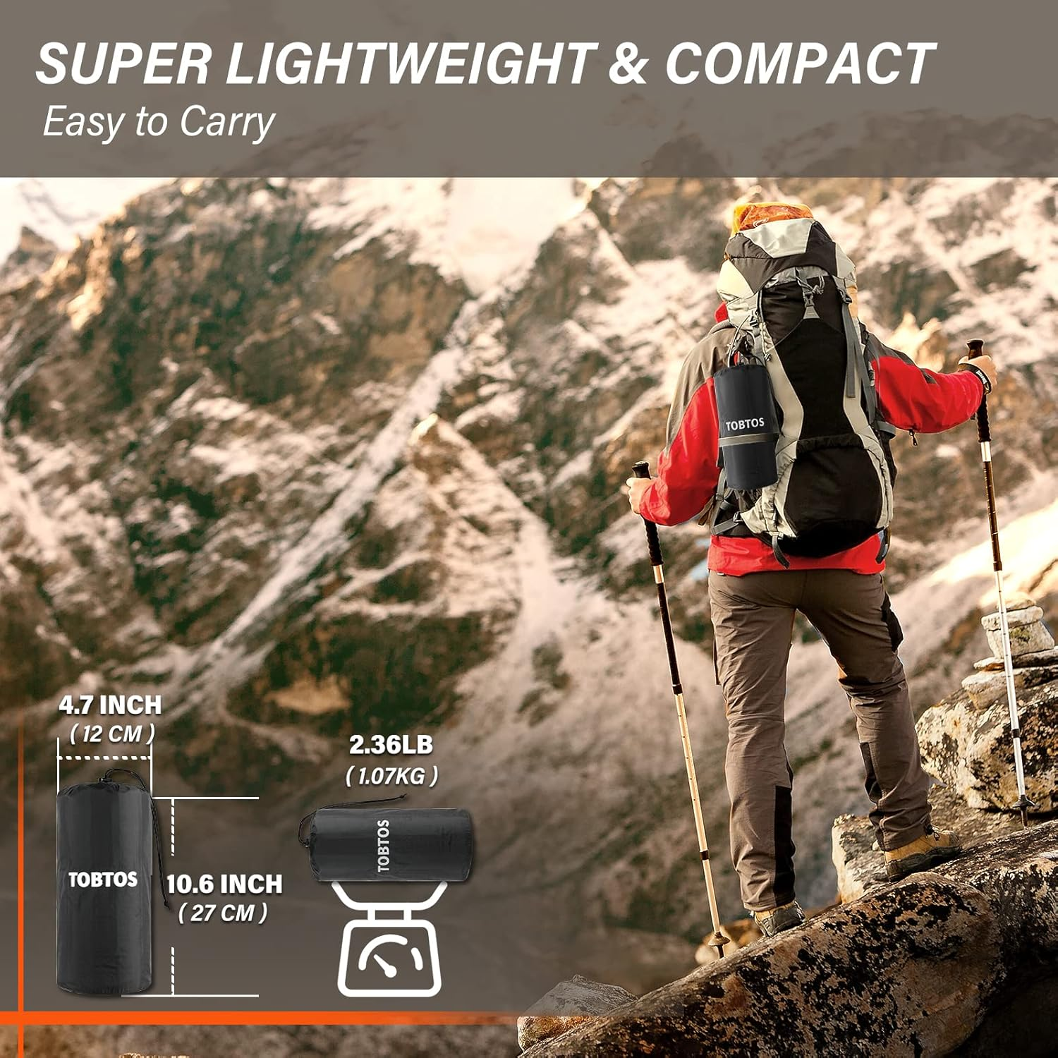 TOBTOS Self Inflating Camping Sleeping Pad with Pillow, Thick 6 Inch Ultralight Sleeping Pad with Built-In Pump, Lightweight Sleeping Mat for Camping, Backpacking, Hiking, Tent (Grey) - Blue image number 5