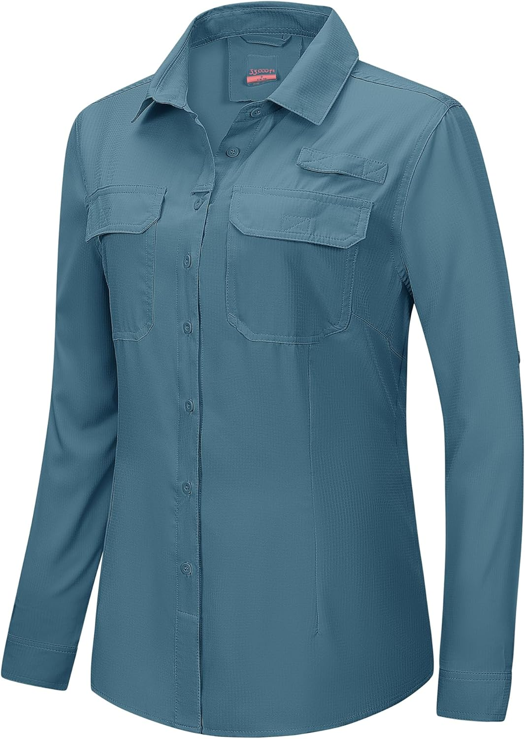 33,000Ft Women'S Long Sleeve Shirts Safari Shirts UPF50 Sun Protection Button down Shirt Moisture Wicking Quick Dry Top Ladies Casual Outdoor Shirt for Walking Fishing Hiking Travel