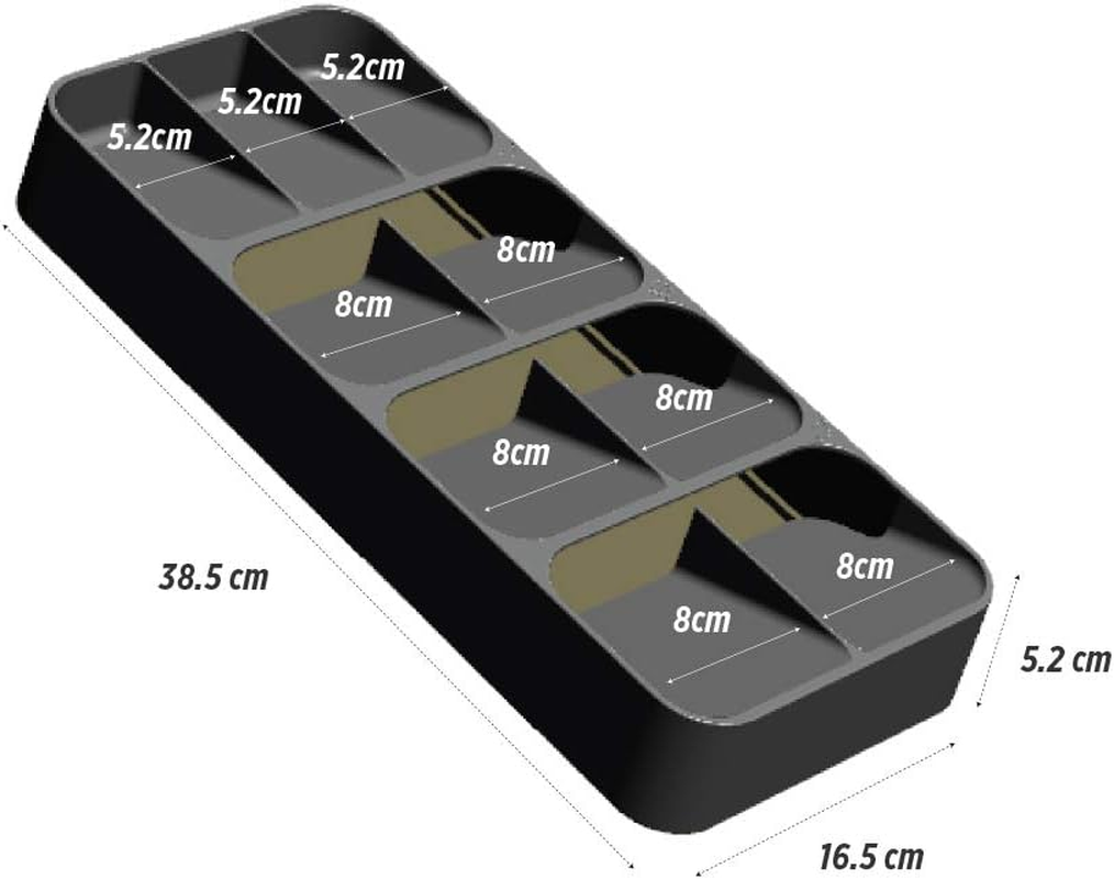 BOAA Fresh Cutlery Organiser for Kitchen Drawer, 9 Compartment, Grey image number 6
