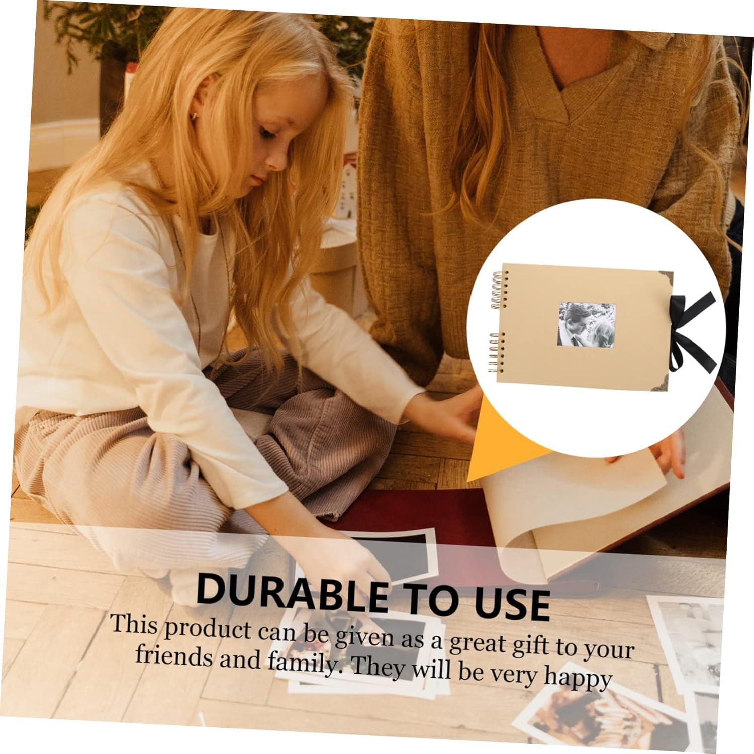 Mobestech Handmade Photo Album with Ribbon Bowtie Black Page Scrapbook for Family Memories DIY Creative Design for Storing Photos and Keepsakes image number 2