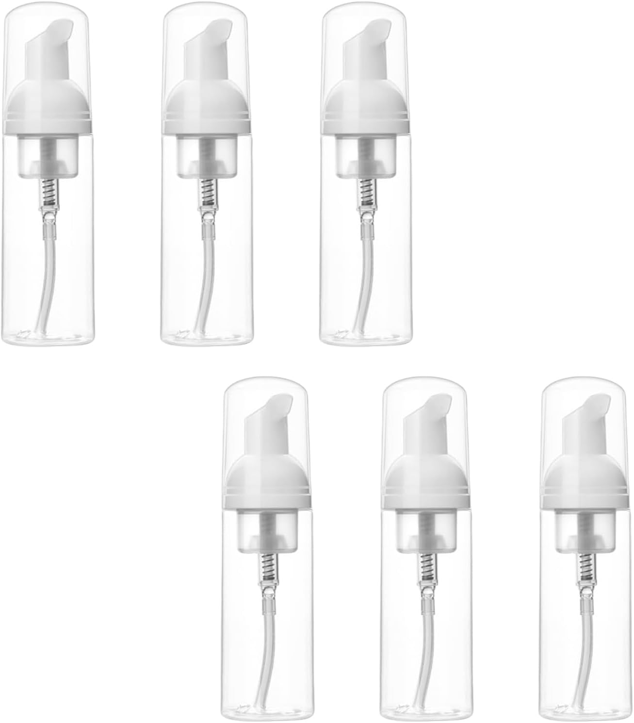 INCAUCA 2 Oz/60Ml Foam Pump Bottle Dispenser 6 PCS, Travel Size Foaming Soap Dispenser, Small Hand Soap Dispenser Refillable, Empty Containers for Toiletries Liquid, Lash Cleanser, Shampoo