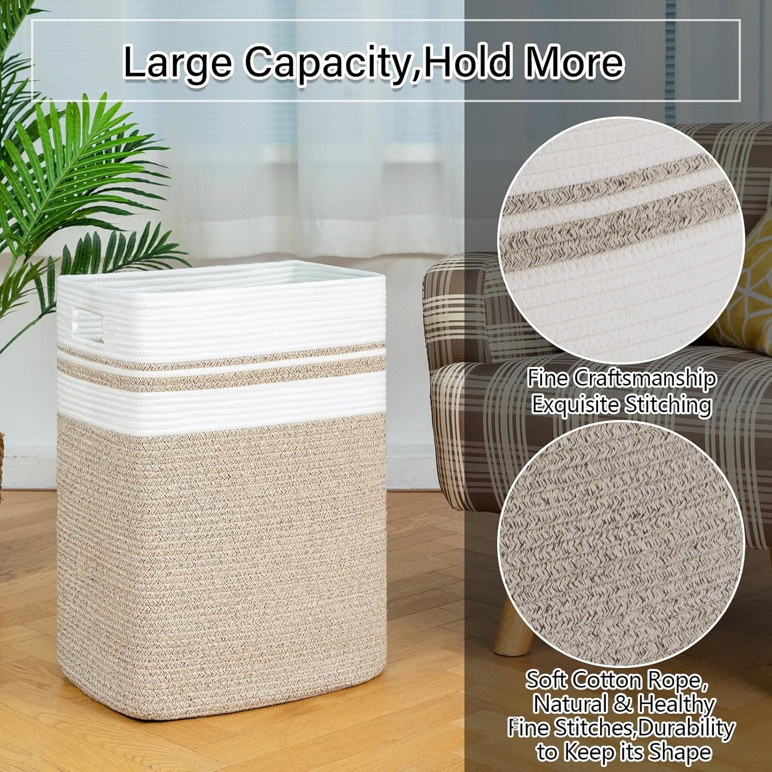 OIAHOMY Laundry Hamper, Large Laundry Basket 91L, Clothes Storage Basket for Blankets-Yellow, Yellow Variegated, FYL-D-P-02