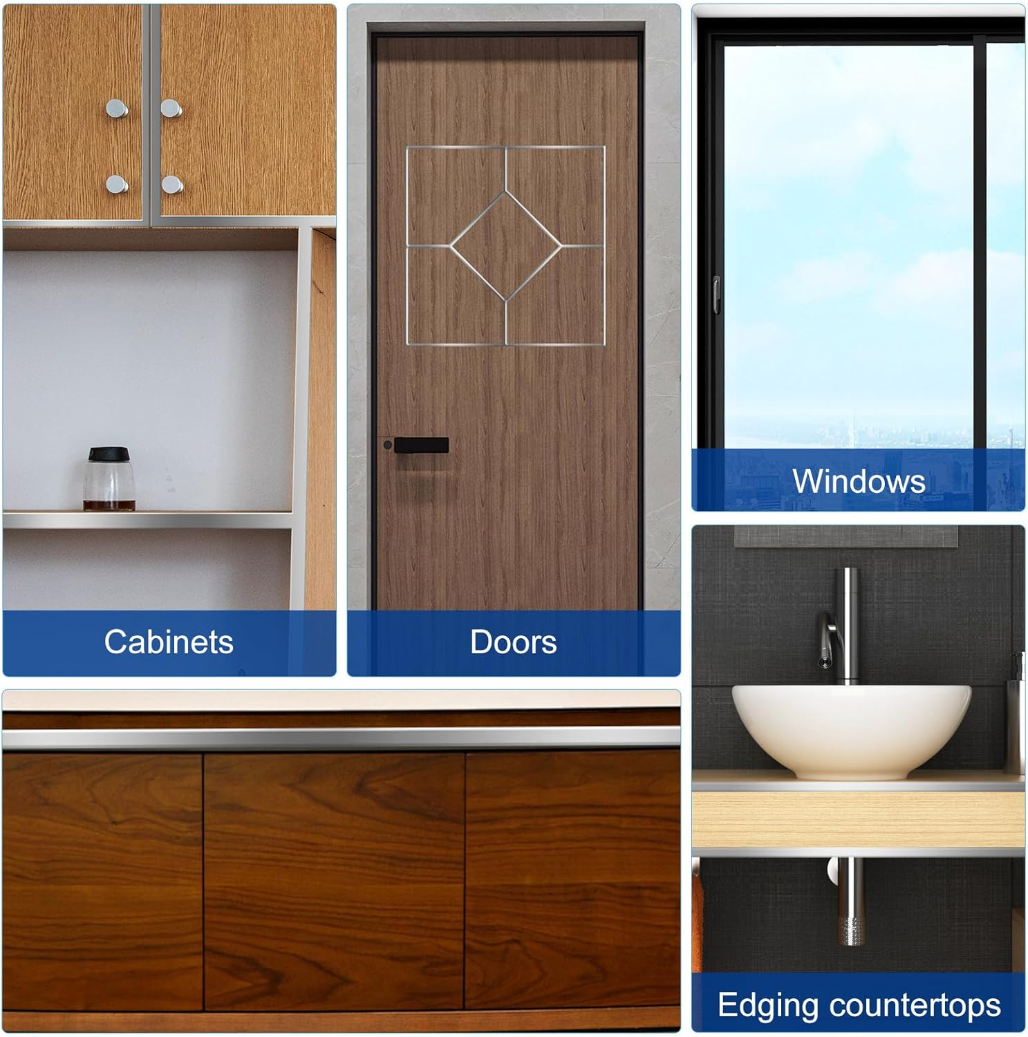 UKCOCO Peel and Stick Stainless Steel Wall Molding Trim 196.85 Inch Self Adhesive Ceiling and Wall Decoration Strip for Modern Home Improvement image number 6