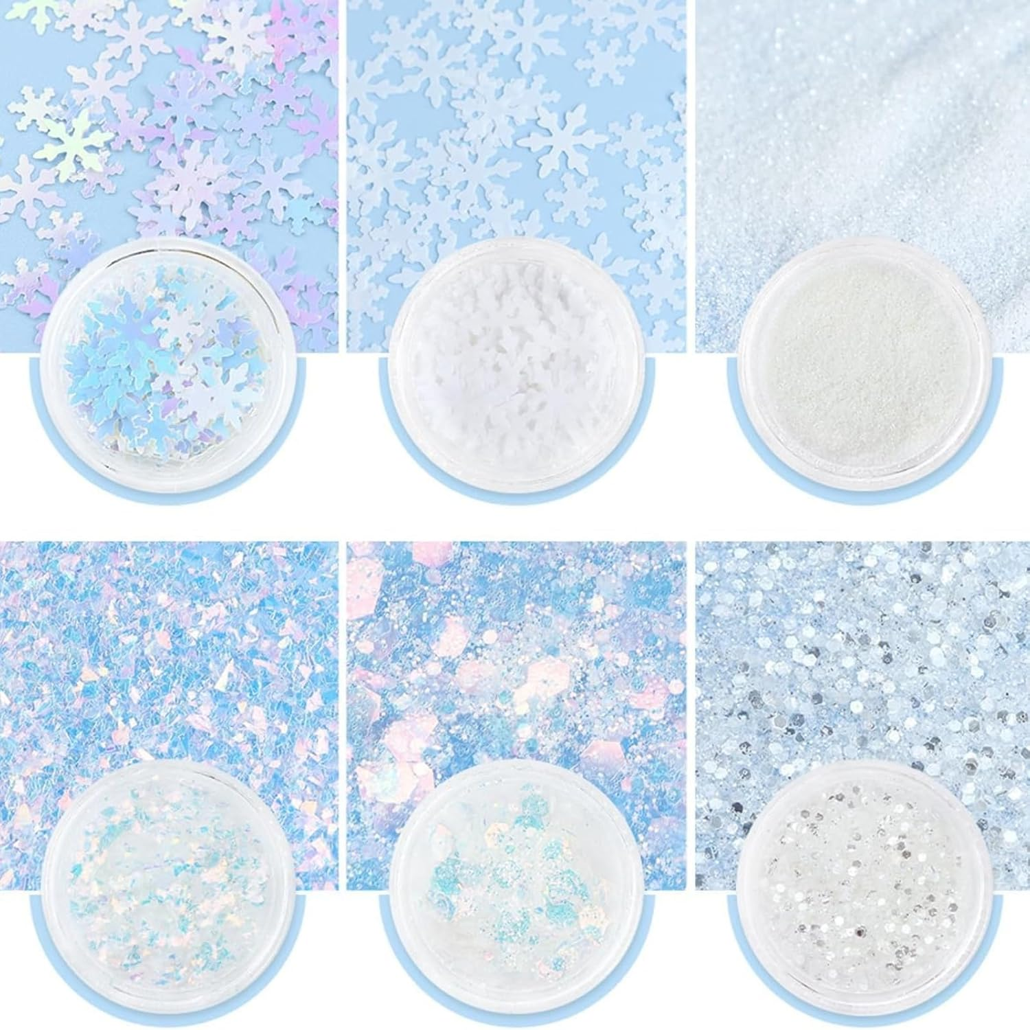 Itadaku 6 Boxes Christmas Snowflake Nail Glitter Set, Holographic Sequin Flakes for DIY Nail Art Decoration, Holiday Designs image number 5