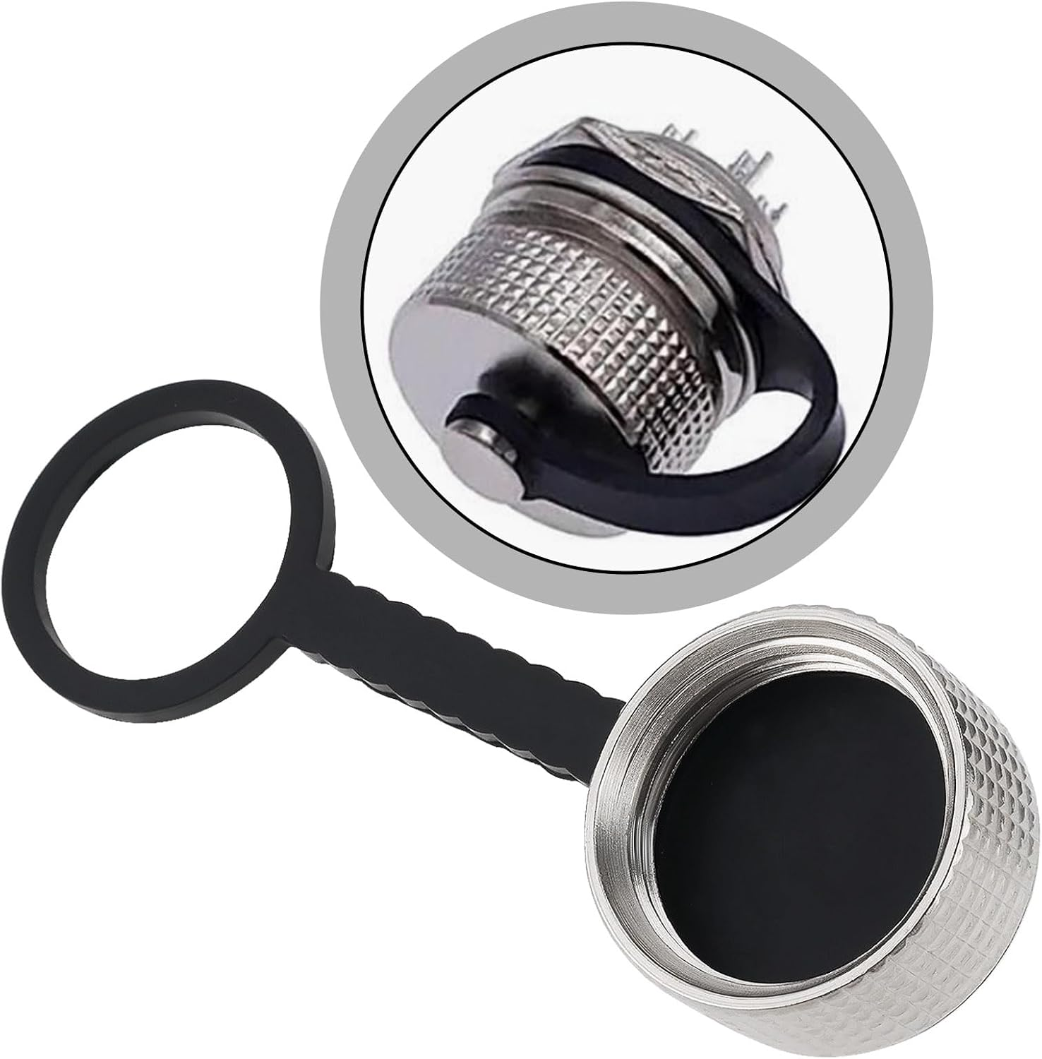 SG Store 5Pcs GX16 Aviation Connector Plug Cover Aviation Connector Metal Dust Cover Rubber Chain for Electronic Equipment Industrial Equipment image number 2