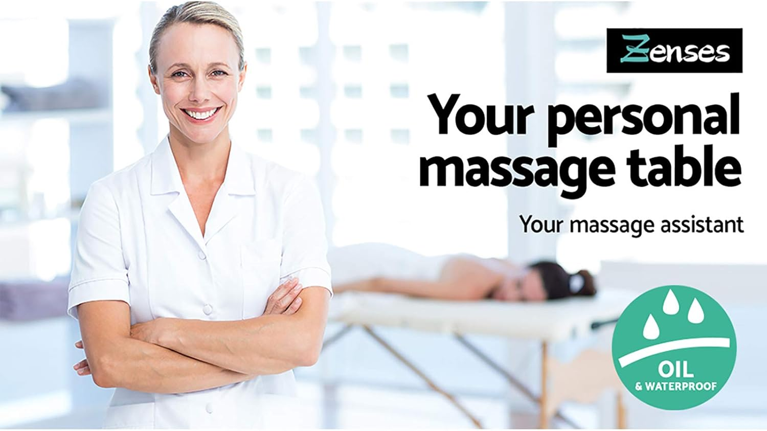 Zenses Massage Table Wooden 70Cm White Portable, Massages Therapy Bed, Folding 3 Fold Waxing Beauty Spa Beds Headrest Bounes Cover Covers Carry Bag Adjustable Height image number 4