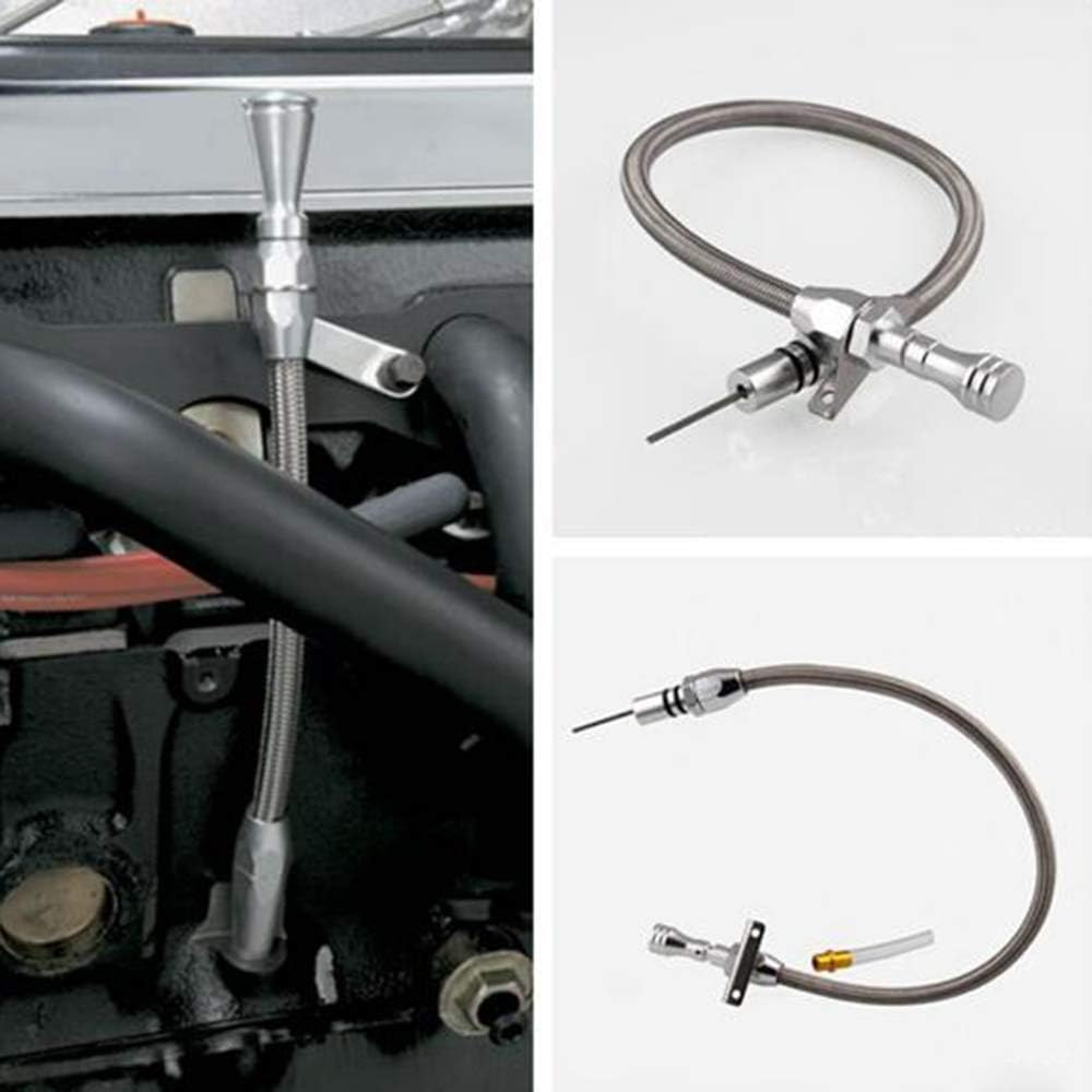 RAYWE Transmission Dipstick Stainless Braided Firewall Flexible Dipstick TH350 TH-400 700R4 Tranny SBC BBC Trans Replacement for Chevy GM image number 2