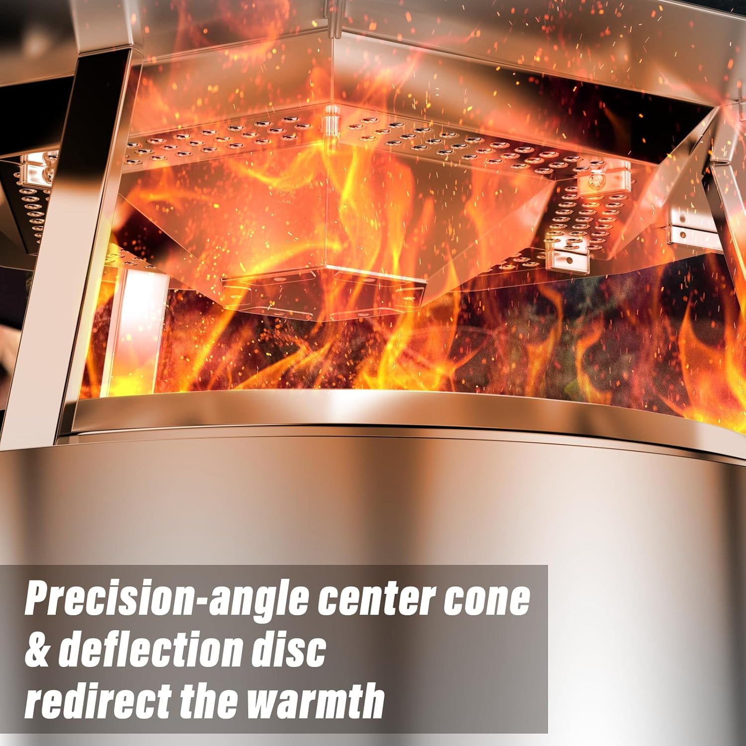Heat Deflector for Solo Stove Bonfire 19.5", 304 Stainless Steel Portable Heat Diffuser with Handle&Leg Accessory for Bonfire Fire Pit Captures/Redirects Warmth for Solo Stove Accessories image number 6