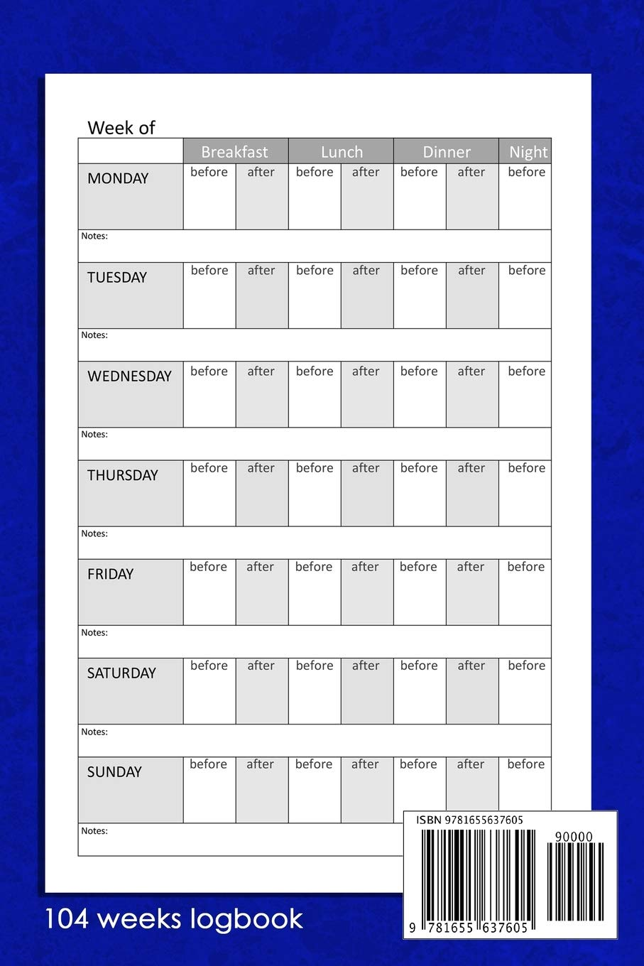 Diabetic Diary: Daily Glucose Monitoring Logbook - Record Blood Sugar Levels (Before & After) - Professional 2 Year Diary