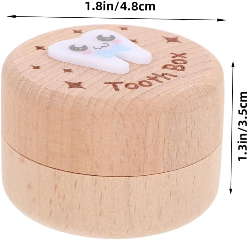 Yardwe Deciduous Tooth Box Wooden Teeth Keepsake Box Storage Container Teething Saver image number 6