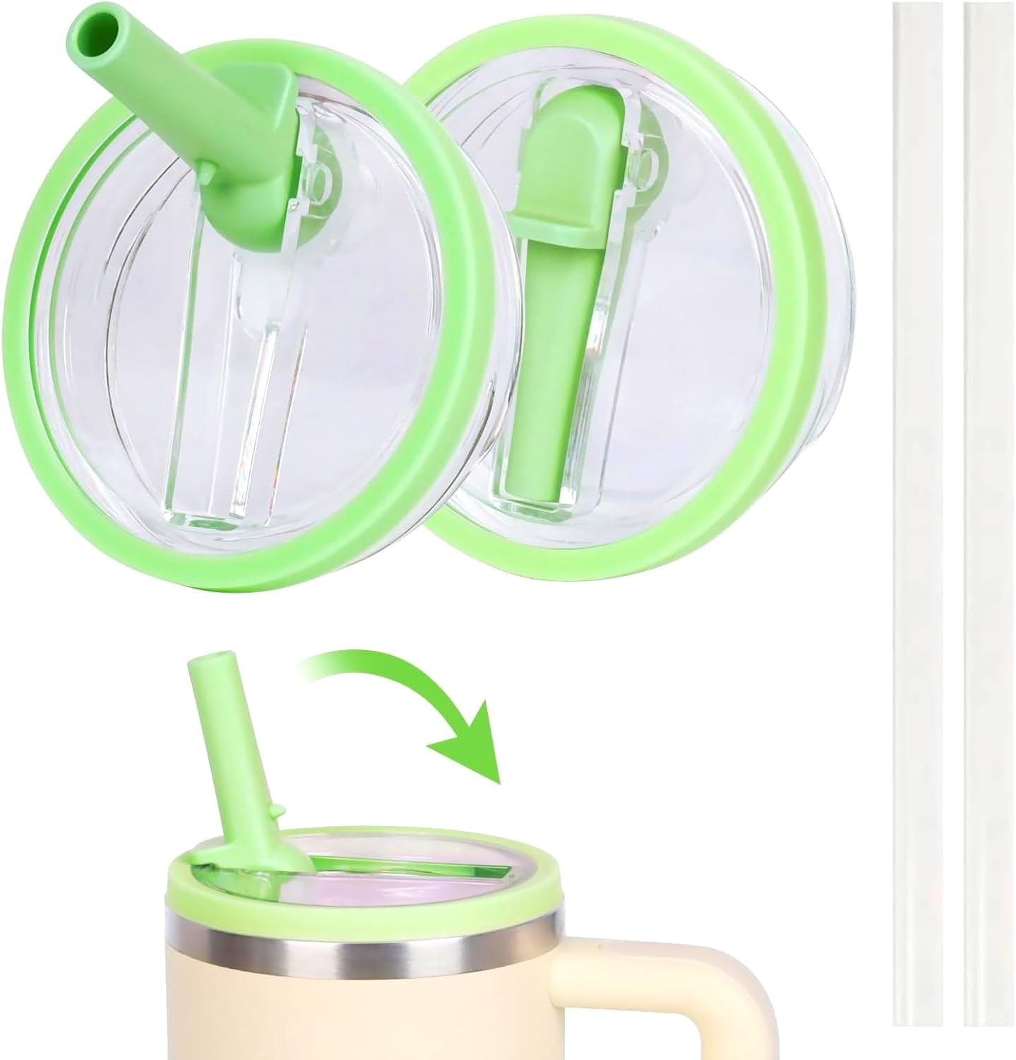 30 Oz Reusable Leak-Proof Cap Top Cover Stanley Cup Accessory for Stanley, with Handle, Leak-Proof Splash-Proof Replaceable Stanley Cap (Green) image number 3