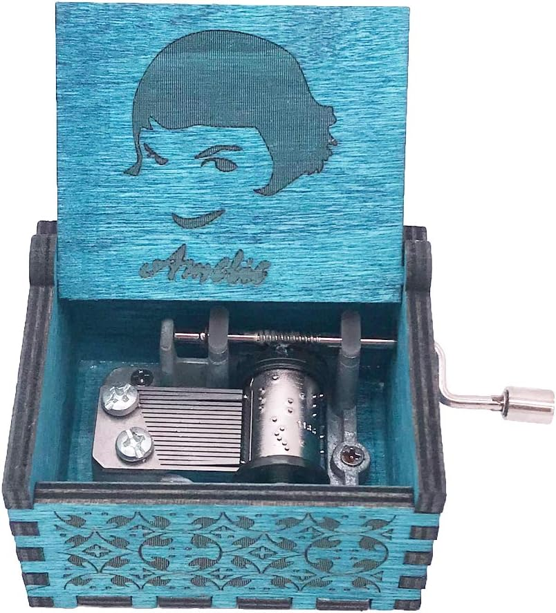 Music Box Hand Crank Musical Box Carved Wooden,Play :Song of Storms from Ocarina of Time,Brown