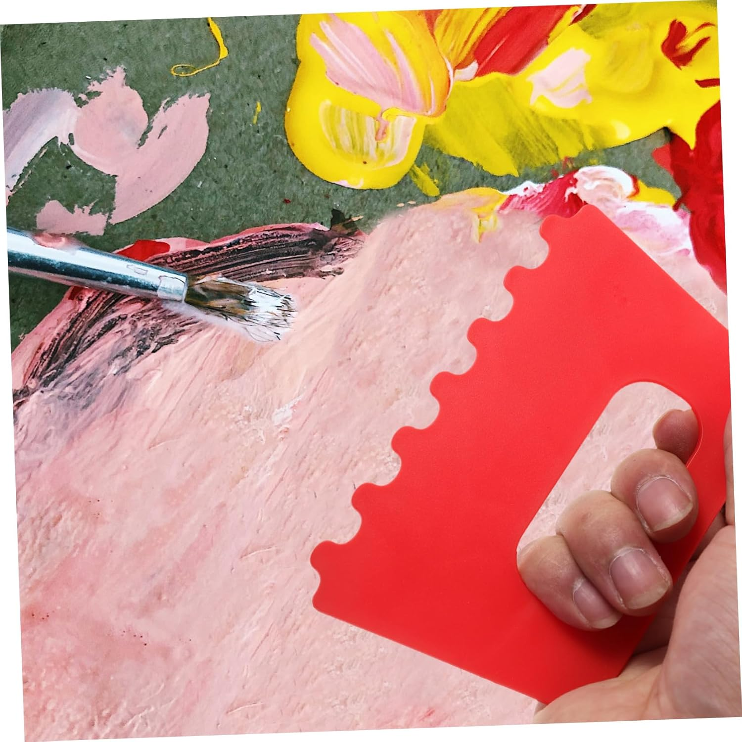 Kisangel 4Pcs Boys and Girls Painting Scraper and Diy Painting Brush Set for Children Preschool Art Drawing Tools Plastic Colorful Scrapers for Creative Drawing and Graffiti Random Color image number 6