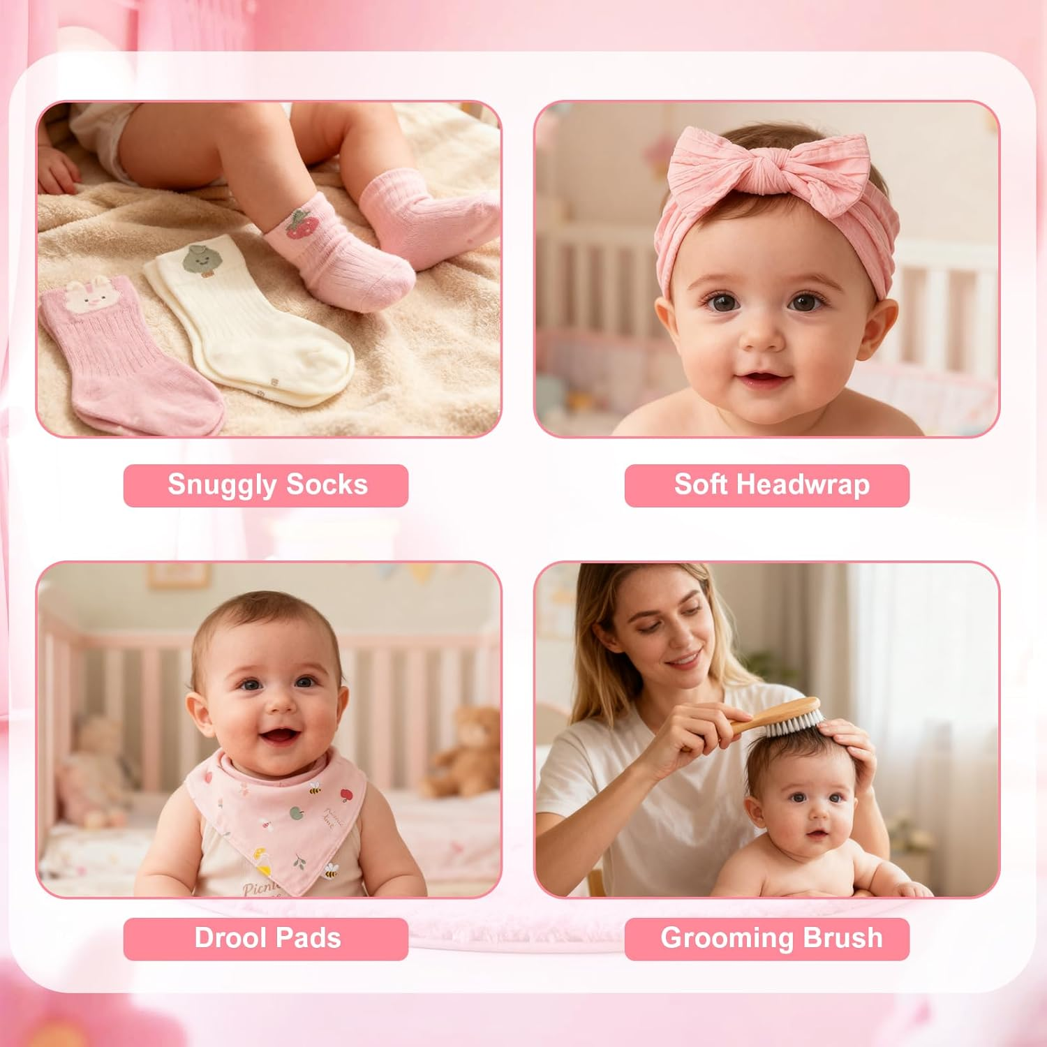 Baby Boy Gifts Basket for Newborn, 16Pcs Baby Shower Gifts Including Pink Clothes, Blanket, Bibs, Socks, Keepsake Card, Unique Baby Shower & Newborn Gift Idea image number 5