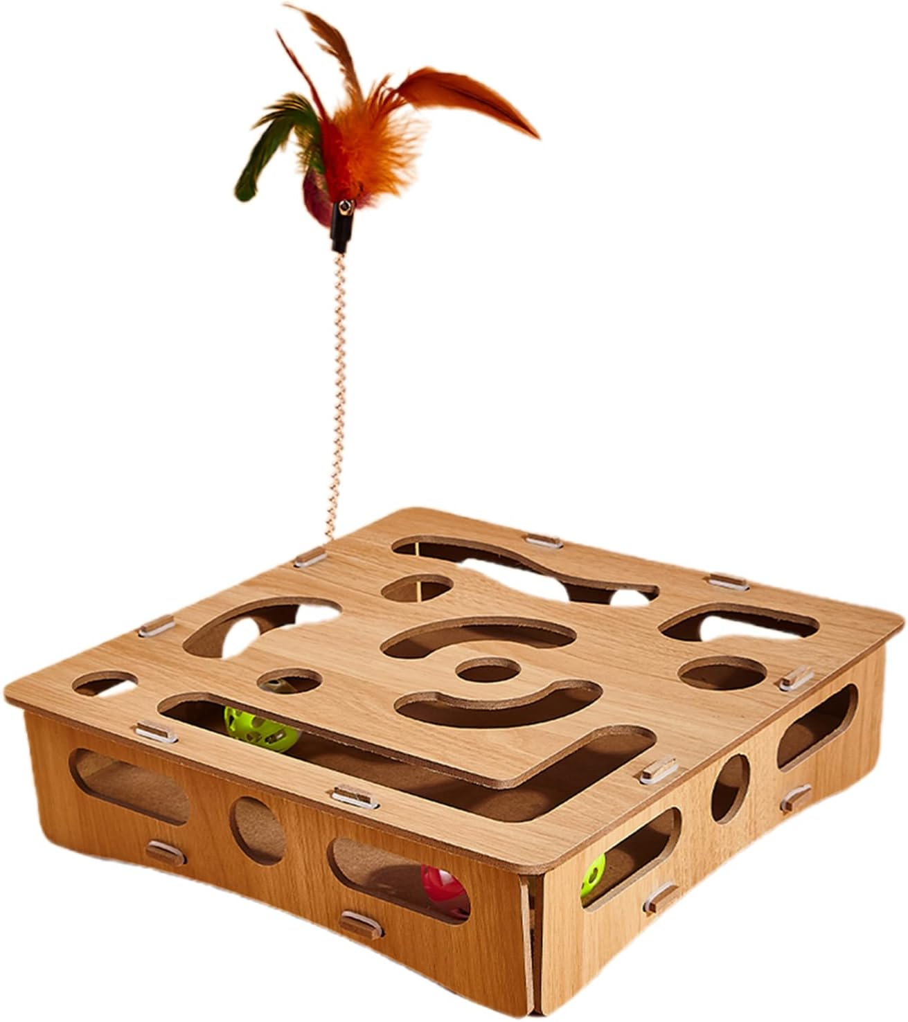 Puzzle Toys for Cats - Kitten Maze Toys,Wooden Puzzle Play Enrichment Supplies Fun Boredom Relieving Maze Box Game for Smart Cats image number 6