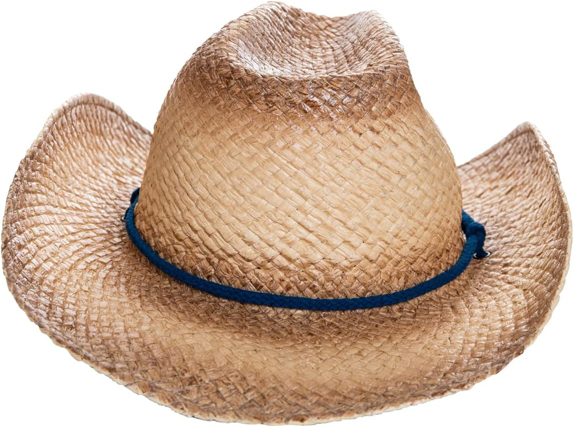 Men'S Corona Extra Straw Beach Cowboy Hat with Curved Brim Tan