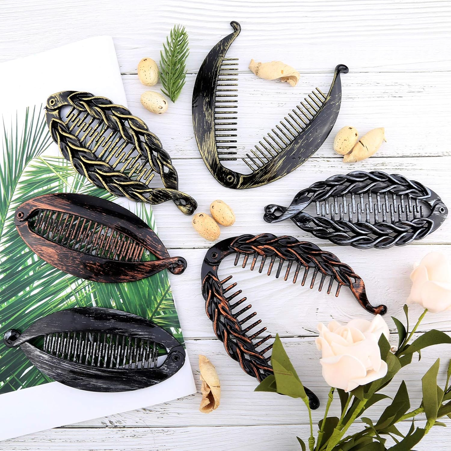 LUTER 6Pcs 5.5 Inch Banana Hair Clips Fish Shape Hair Grips Clamp Women Hair Accessories (2 Styles, 3 Colors) image number 5