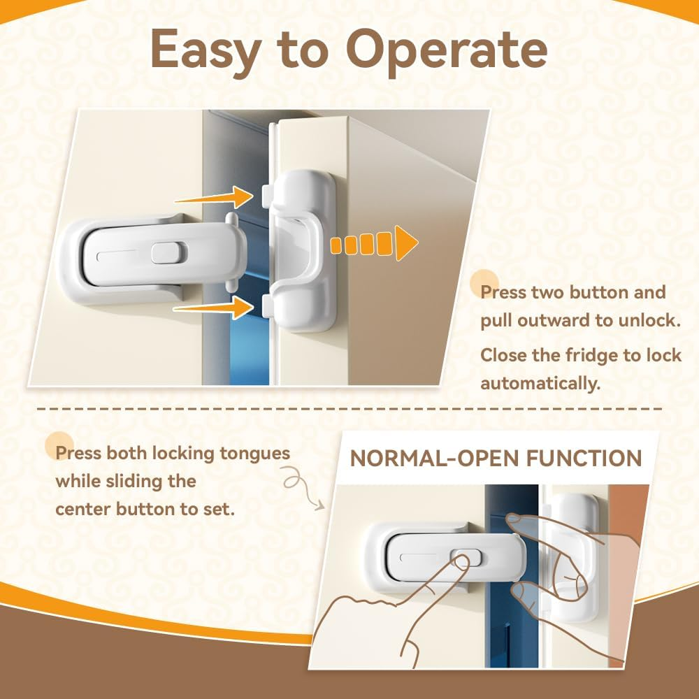 SAFELON Baby Safety Refrigerator Lock, Child Proof Fridge Door Lock, Protect Refrigerators with Damaged Sealing Strips, No Tools Required (White, 2 PCS) image number 5
