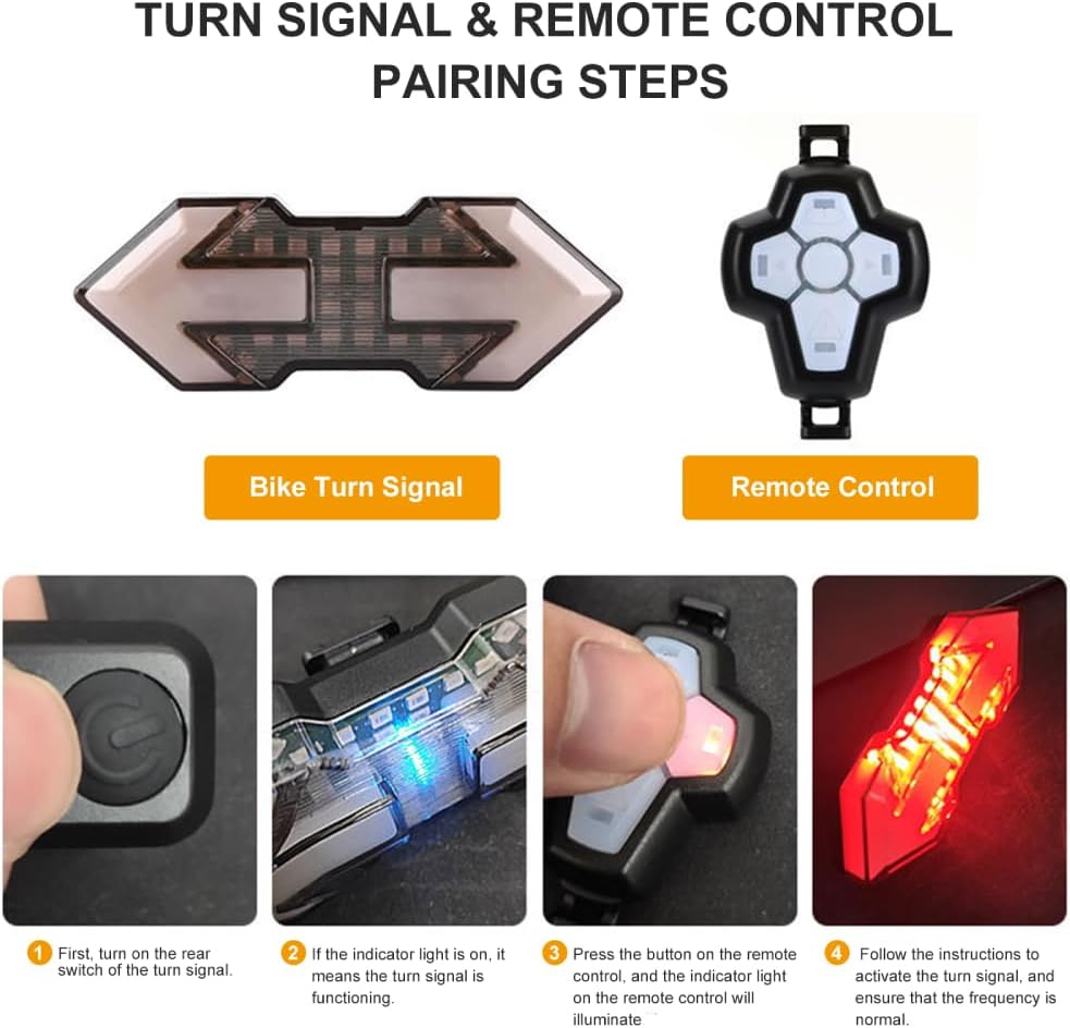 Bike Tail Light,Bright Bike Rear Light, USB Rechargeable LED Smart Turn Signal, Remote Control Bike Brake Light image number 3