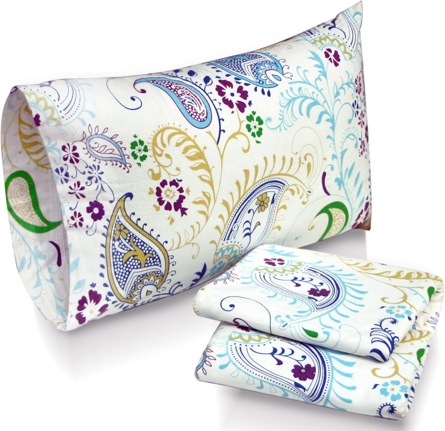Tribeca Living Paisley Garden Printed Deep Pocket Flannel Sheet Set with Pillowcase, California King image number 1